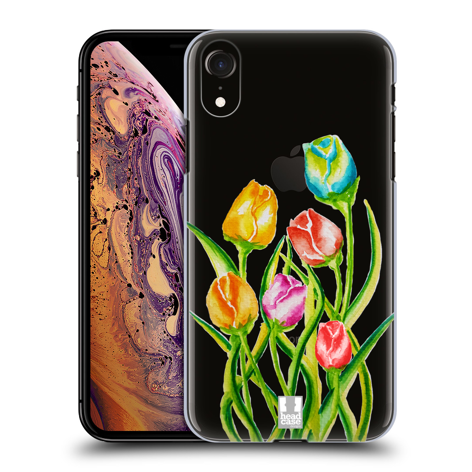 HEAD CASE plastový obal na mobil Apple Iphone XR Květina Tulipán vodní barvy