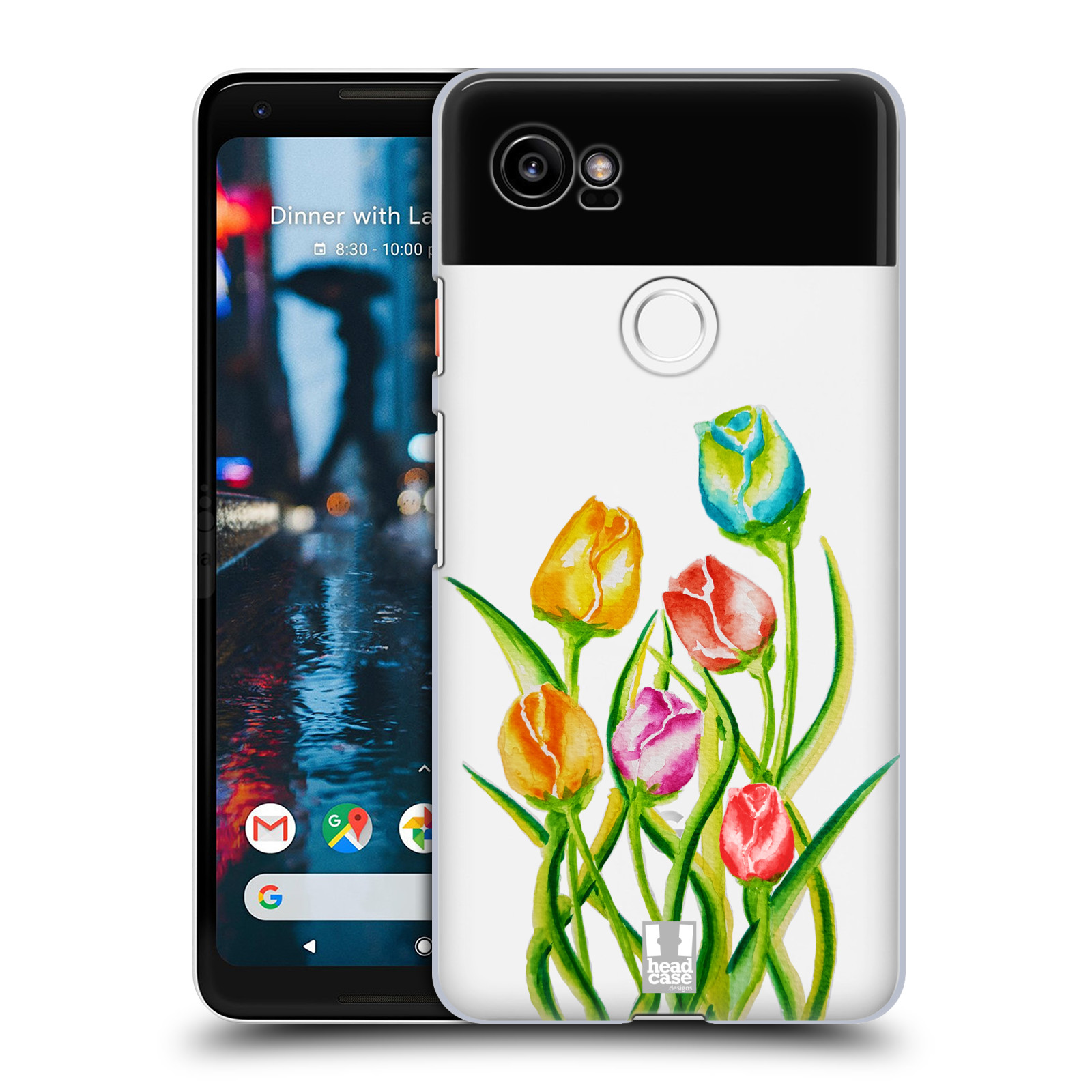 HEAD CASE plastový obal na mobil Google Pixel 2 XL Květina Tulipán vodní barvy