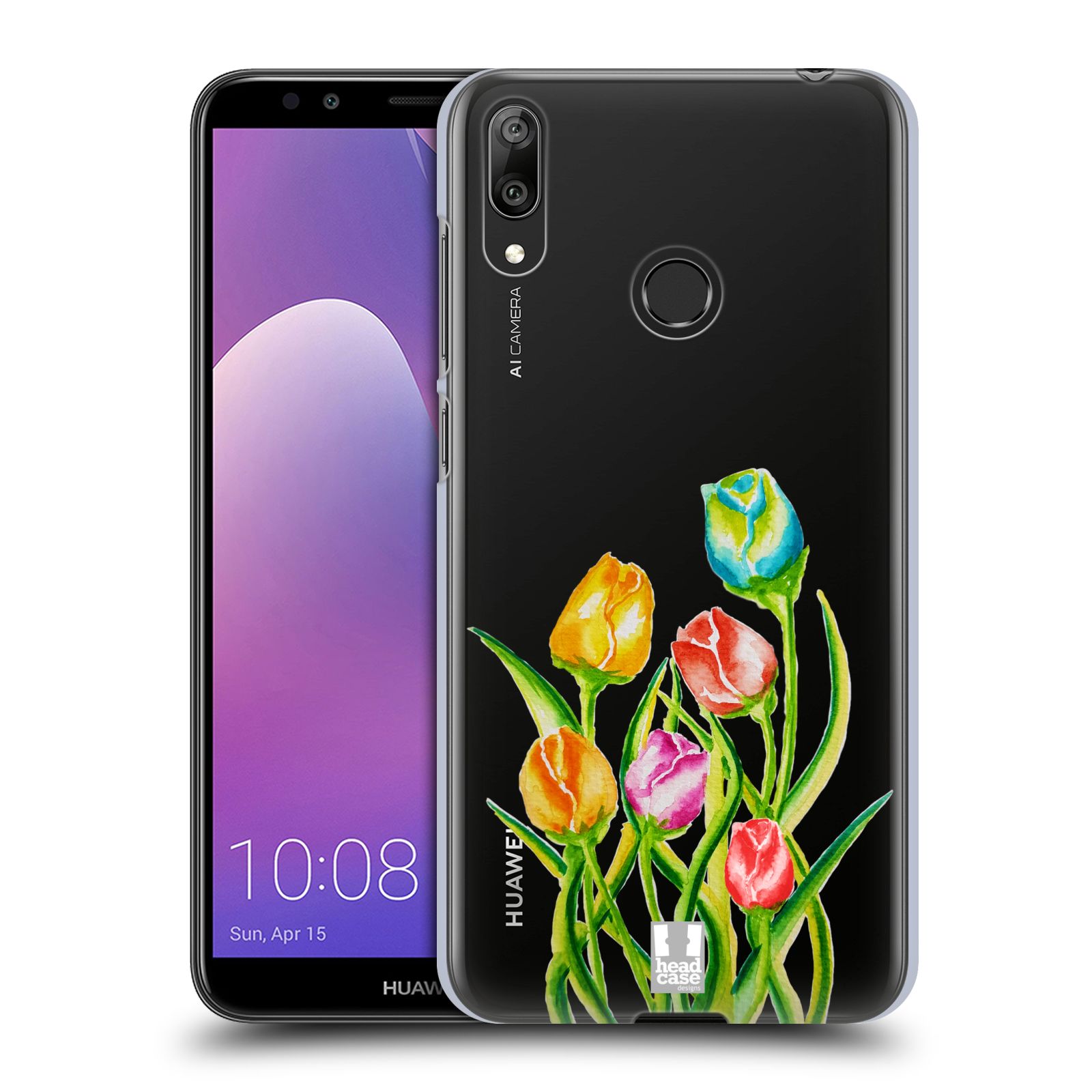 Pouzdro na mobil Huawei Y7 2019 - Head Case - Květina Tulipán vodní barvy