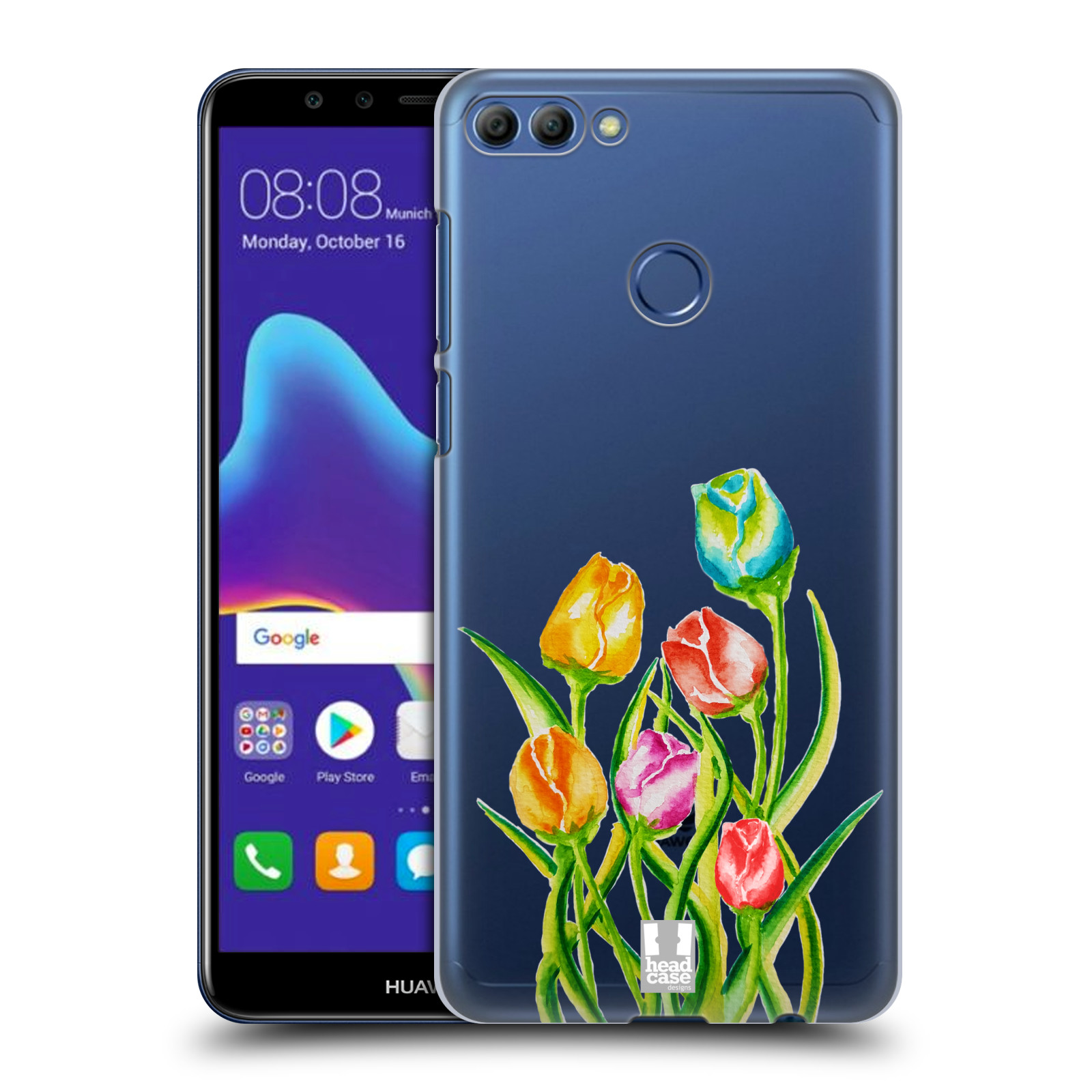 HEAD CASE plastový obal na mobil Huawei Y9 2018 Květina Tulipán vodní barvy
