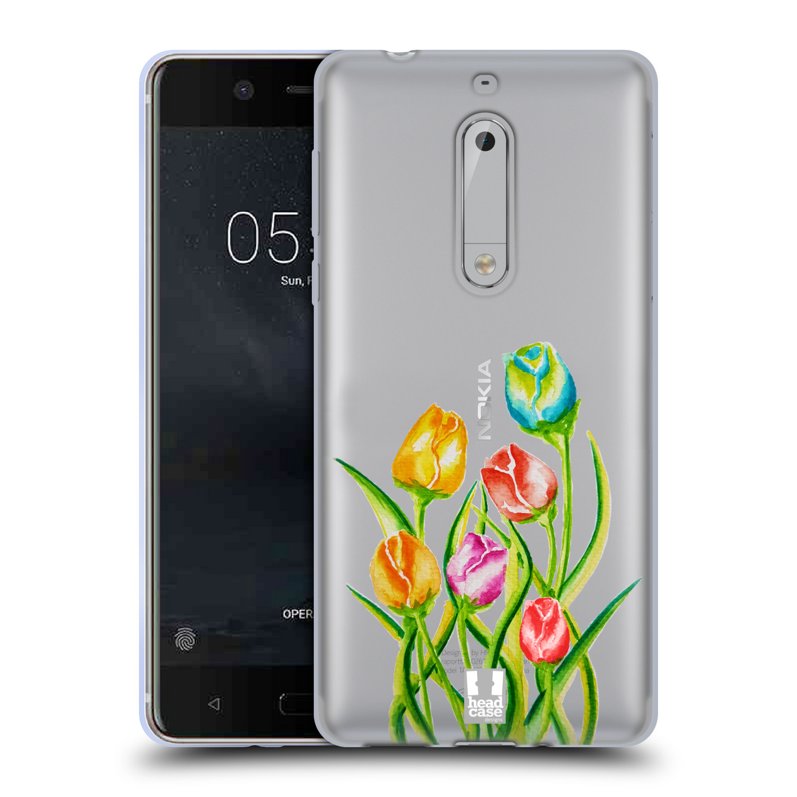 HEAD CASE silikonový obal na mobil Nokia 5 Květina Tulipán vodní barvy