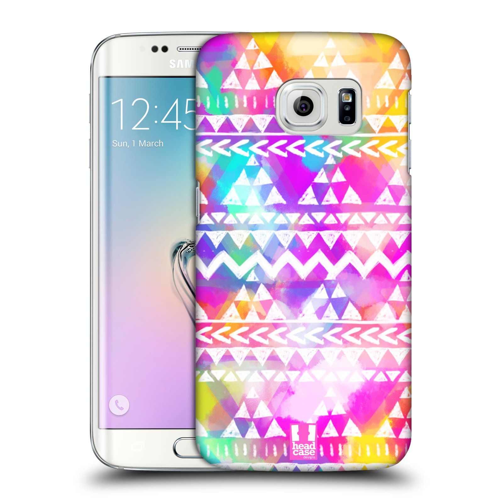 HEAD CASE plastový obal na mobil SAMSUNG Galaxy S6 EDGE (G9250, G925, G925F) vzor CIK CAK barevné znaky ZÁŘIVA RŮŽOVÁ