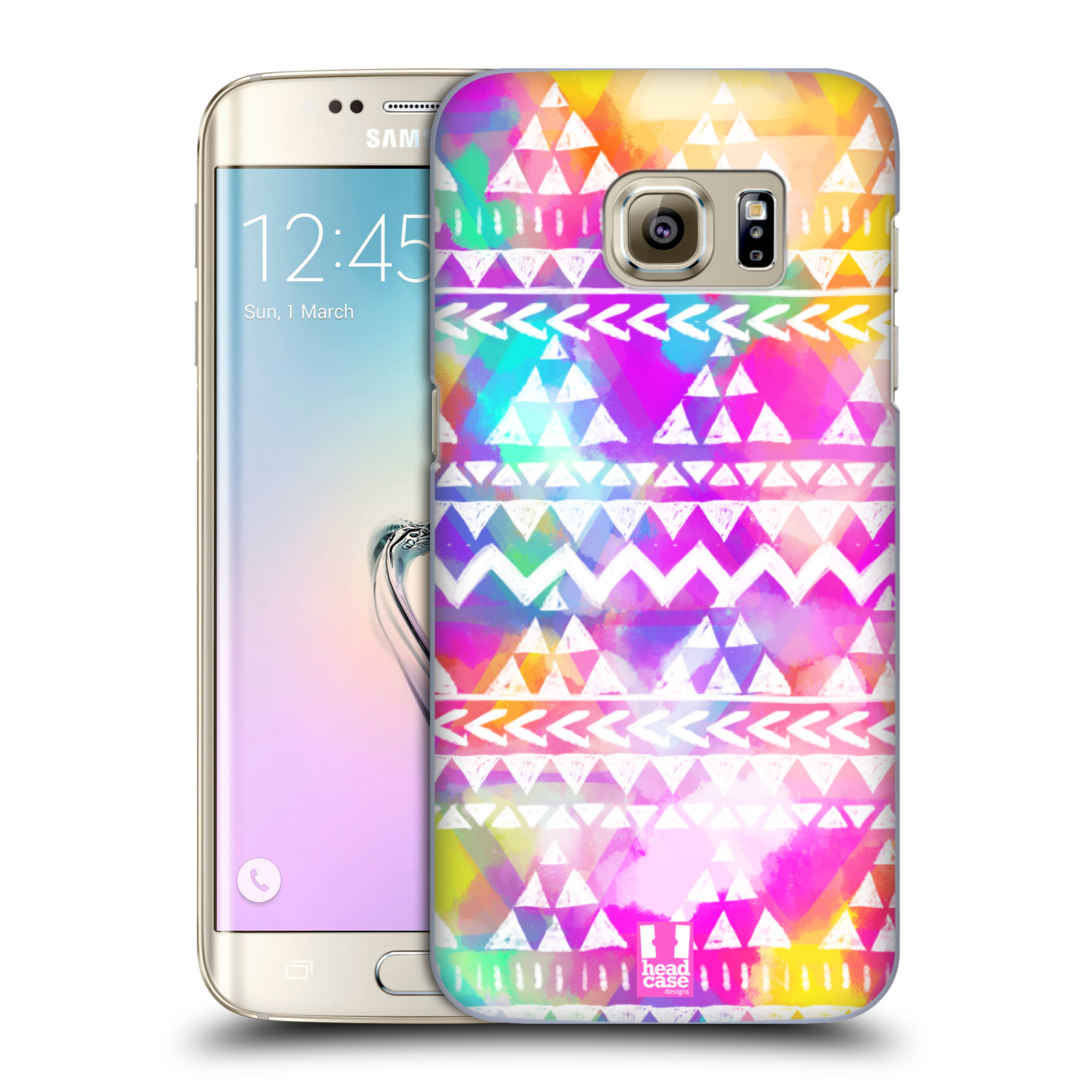 HEAD CASE plastový obal na mobil SAMSUNG GALAXY S7 EDGE vzor CIK CAK barevné znaky ZÁŘIVA RŮŽOVÁ