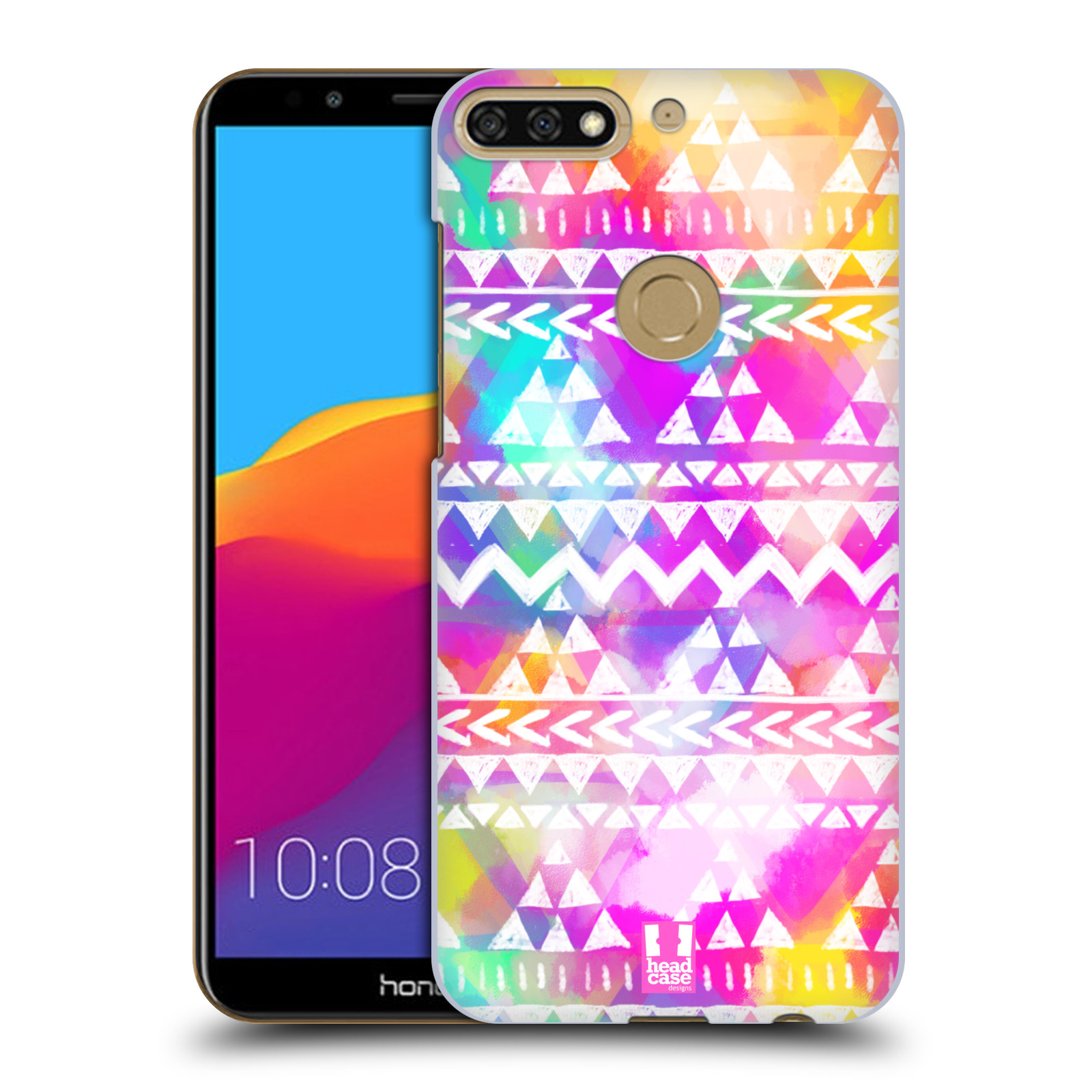 HEAD CASE plastový obal na mobil Honor 7c vzor CIK CAK barevné znaky ZÁŘIVA RŮŽOVÁ