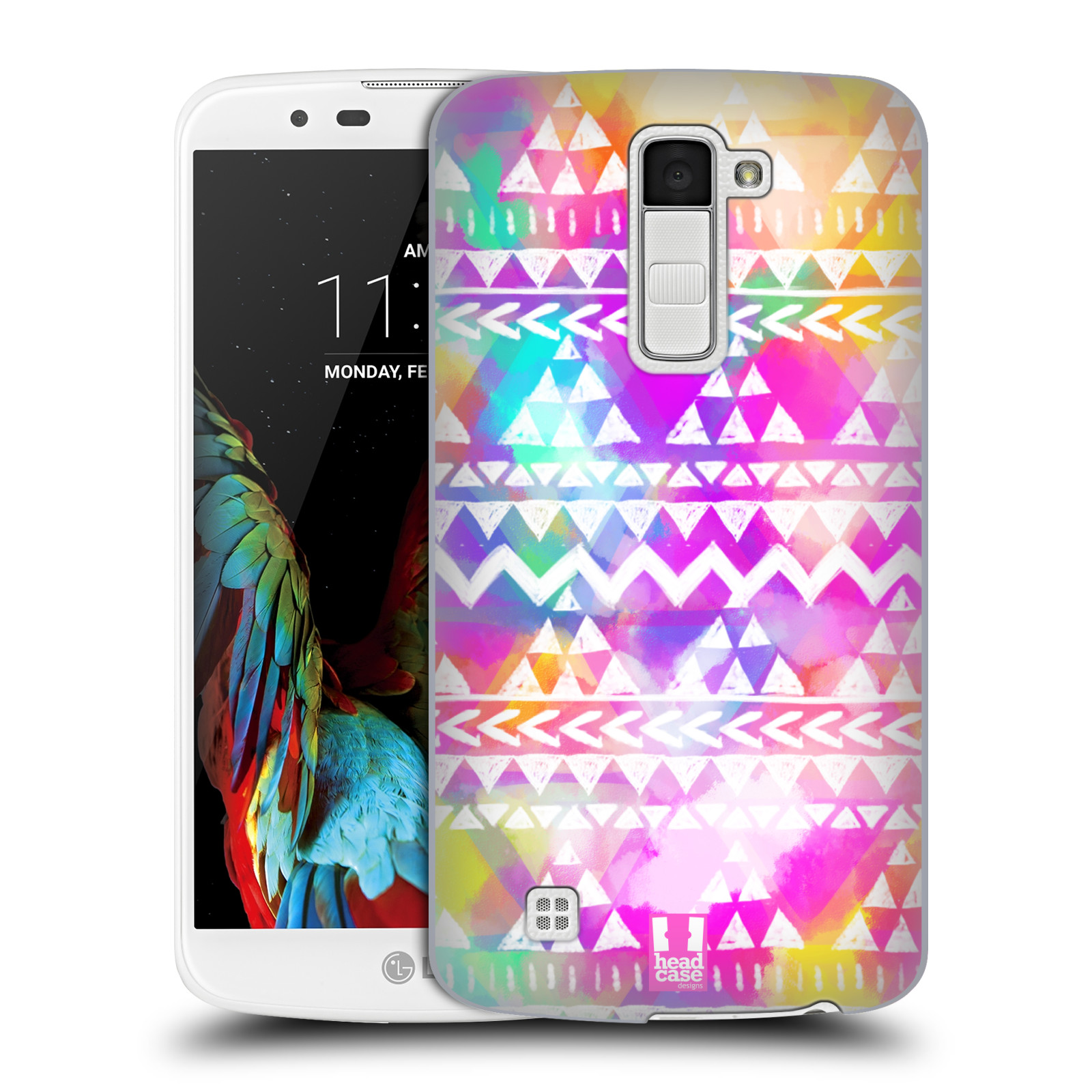 HEAD CASE plastový obal na mobil LG K10 vzor CIK CAK barevné znaky ZÁŘIVA RŮŽOVÁ