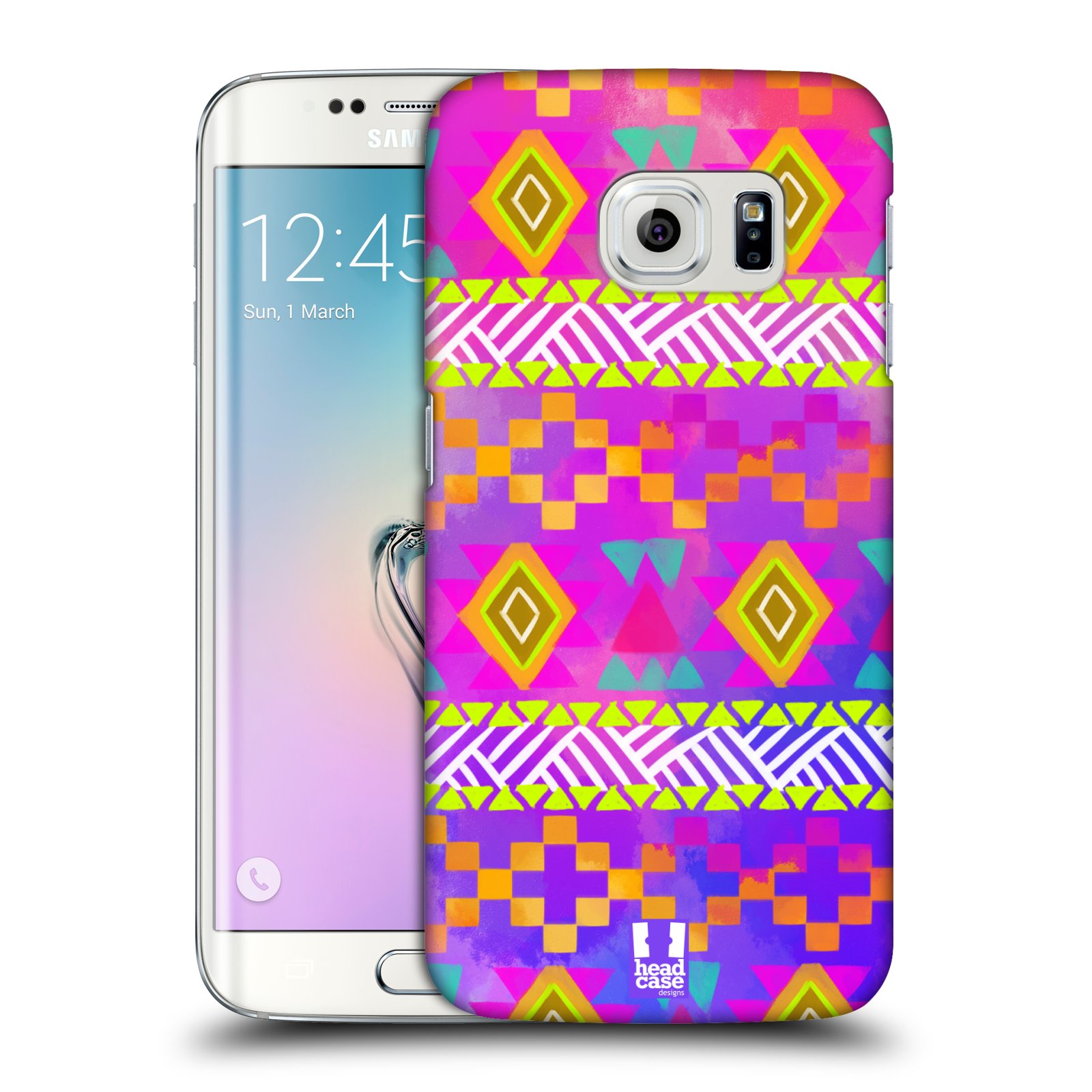 HEAD CASE plastový obal na mobil SAMSUNG Galaxy S6 EDGE (G9250, G925, G925F) vzor CIK CAK barevné znaky fuchsie