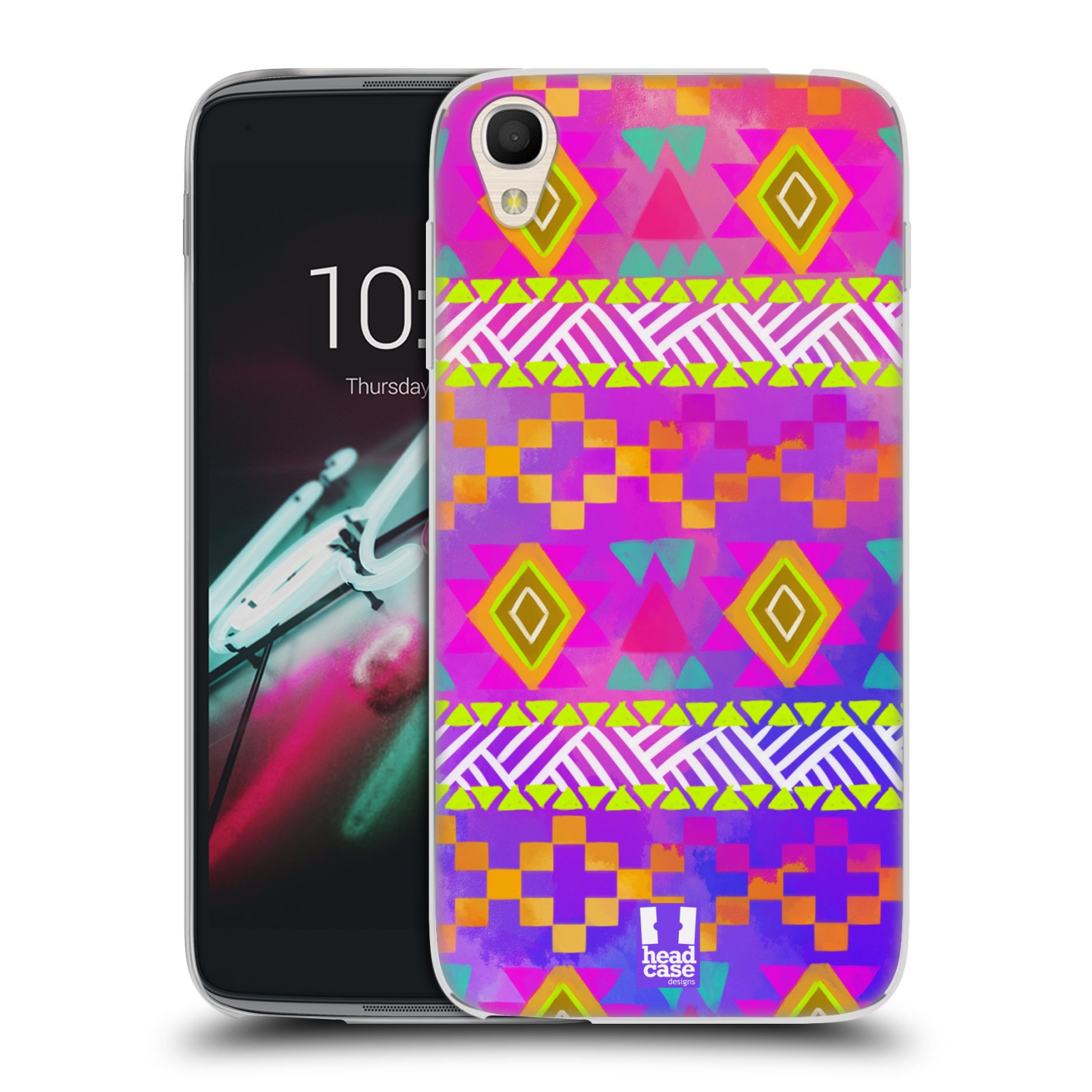 HEAD CASE silikonový obal na mobil Alcatel Idol 3 OT-6039Y (4.7) vzor CIK CAK barevné znaky fuchsie