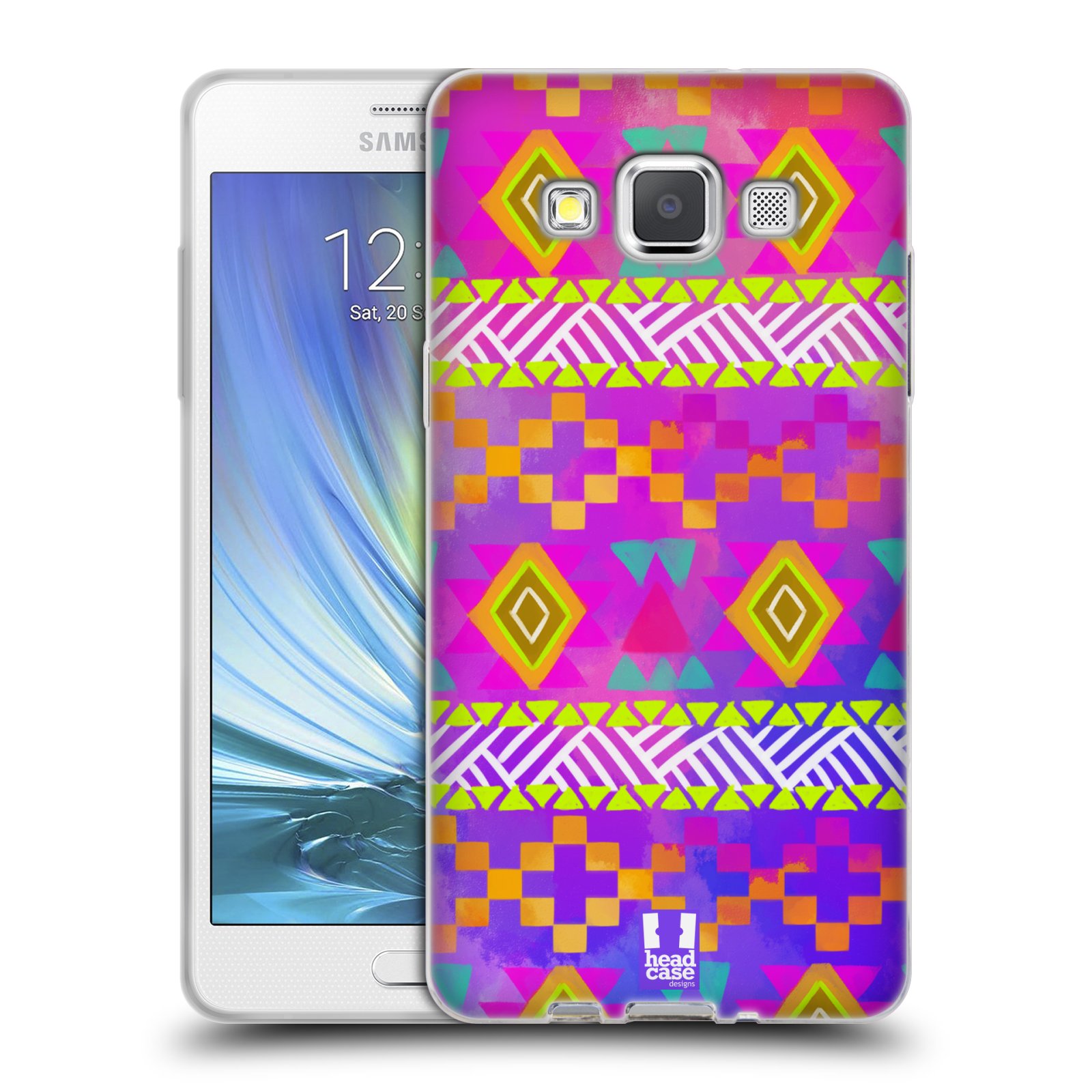 HEAD CASE silikonový obal na mobil Samsung Galaxy A5 vzor CIK CAK barevné znaky fuchsie