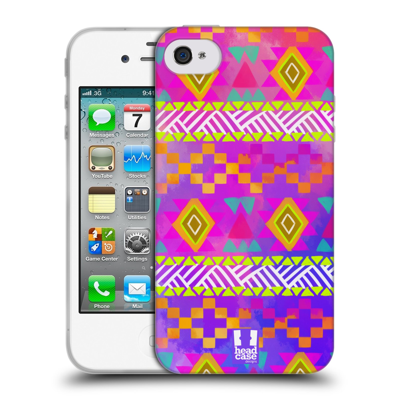 HEAD CASE silikonový obal na mobil Apple Iphone 4/4S vzor CIK CAK barevné znaky fuchsie