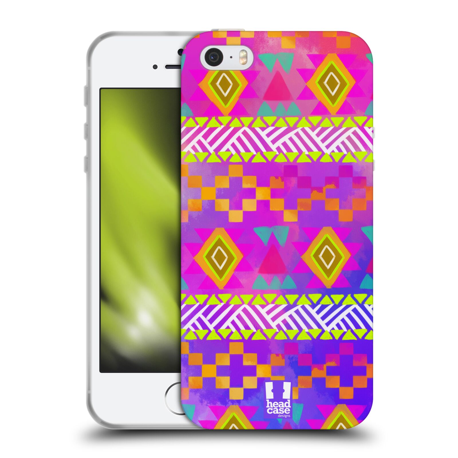 HEAD CASE silikonový obal na mobil Apple Iphone 5/5S vzor CIK CAK barevné znaky fuchsie