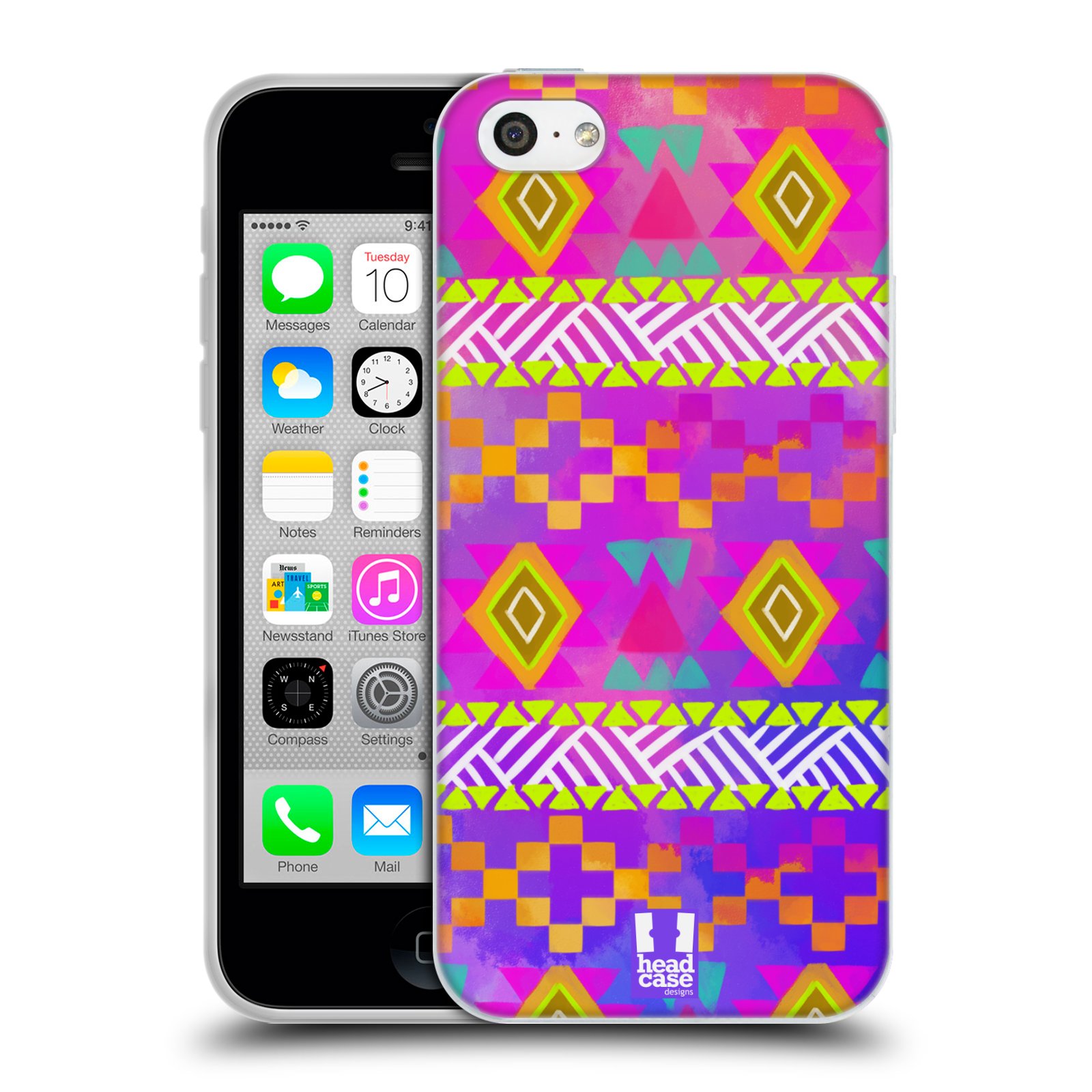 HEAD CASE silikonový obal na mobil Apple Iphone 5C vzor CIK CAK barevné znaky fuchsie