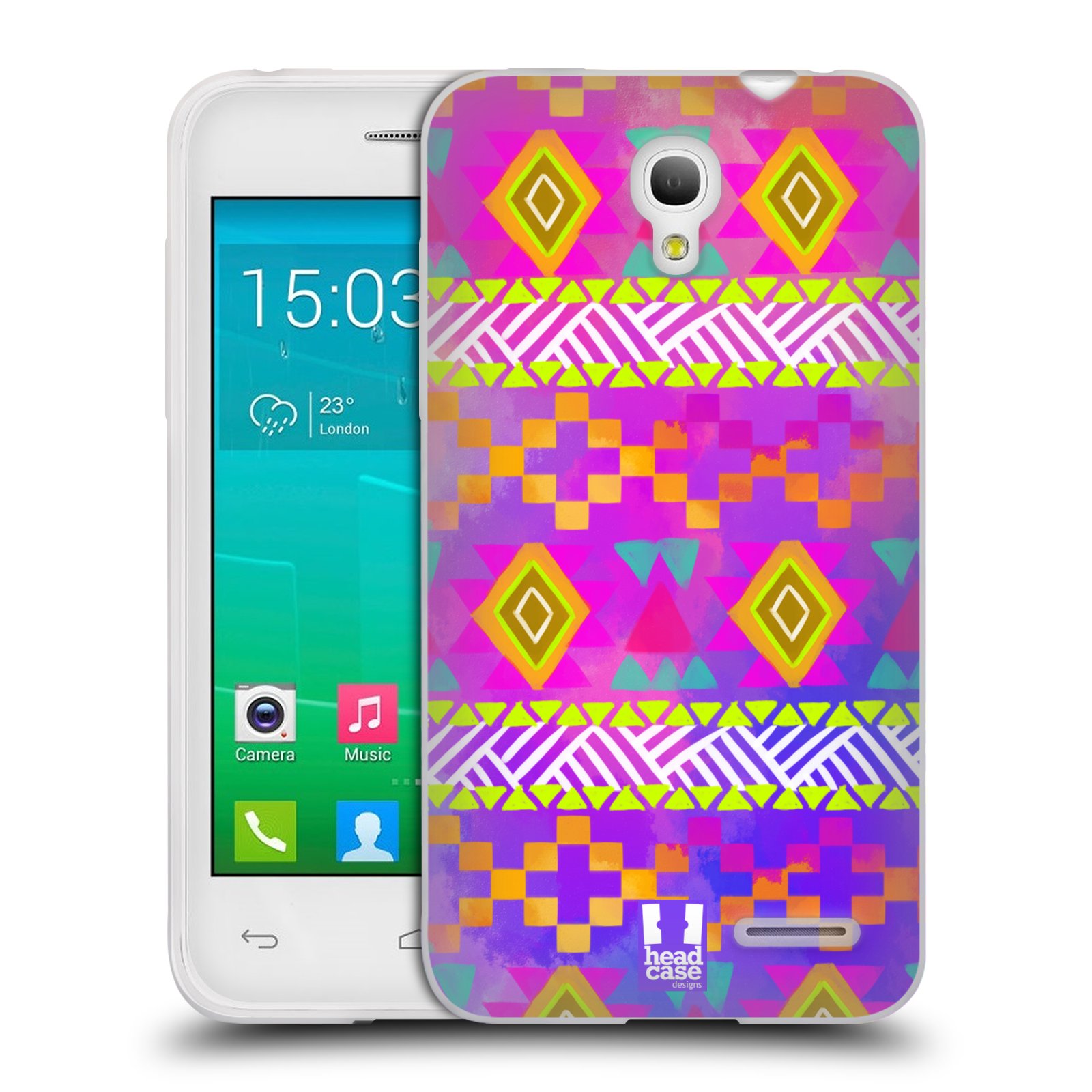 HEAD CASE silikonový obal na mobil Alcatel POP S3 OT-5050Y vzor CIK CAK barevné znaky fuchsie
