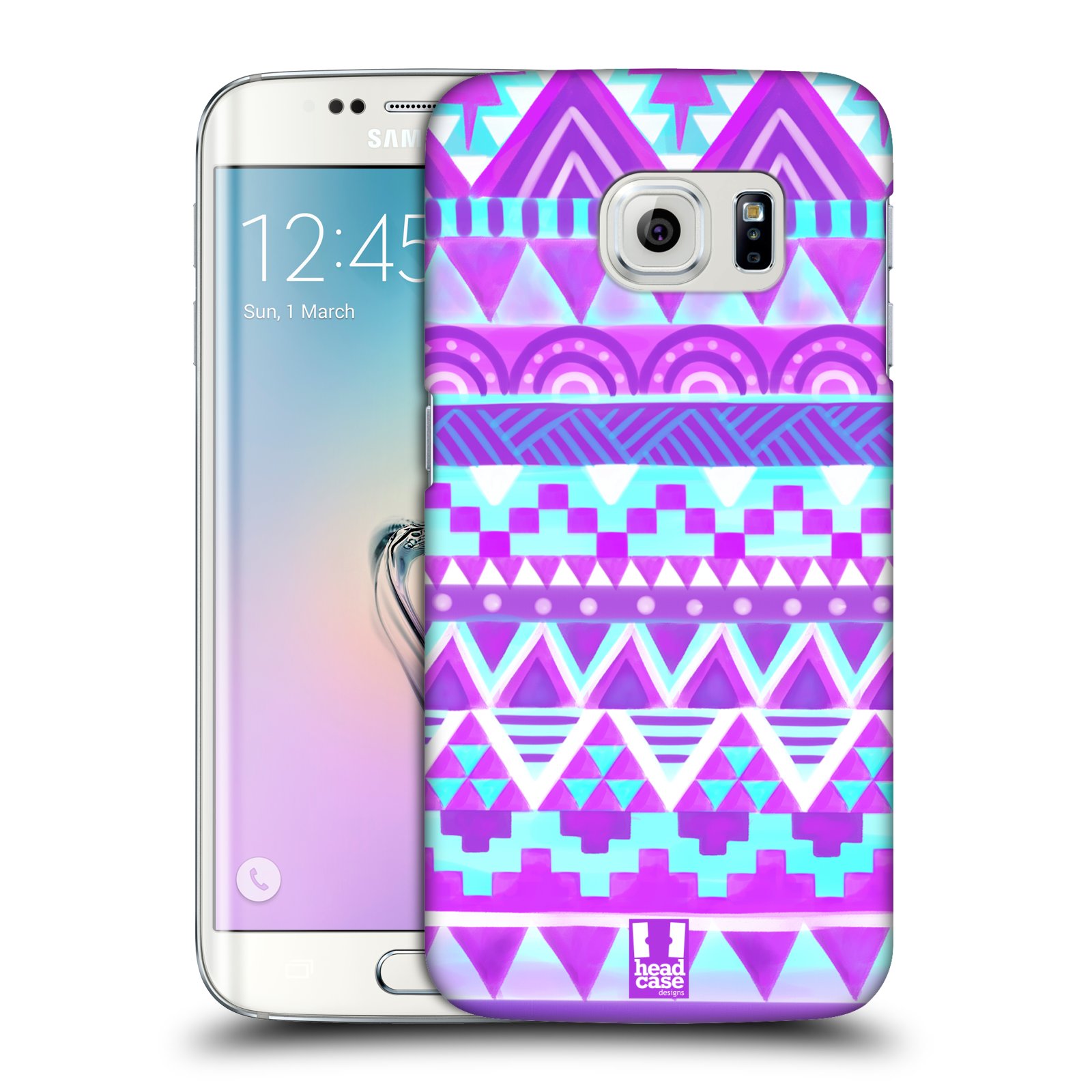 HEAD CASE plastový obal na mobil SAMSUNG Galaxy S6 EDGE (G9250, G925, G925F) vzor CIK CAK barevné znaky FIALOVÉ NEBE