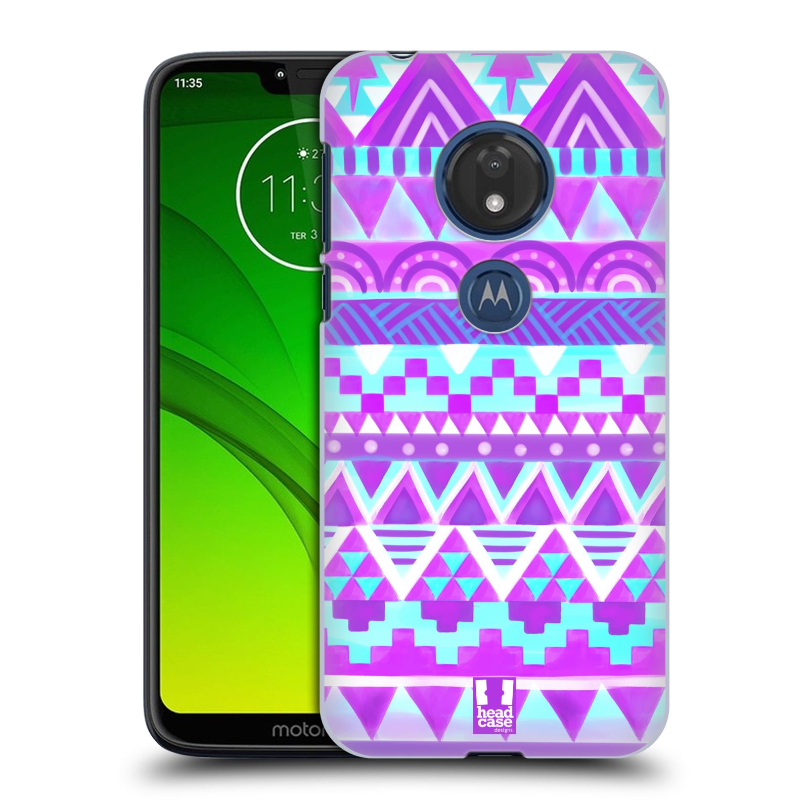 Pouzdro na mobil Motorola Moto G7 Play vzor CIK CAK barevné znaky FIALOVÉ NEBE