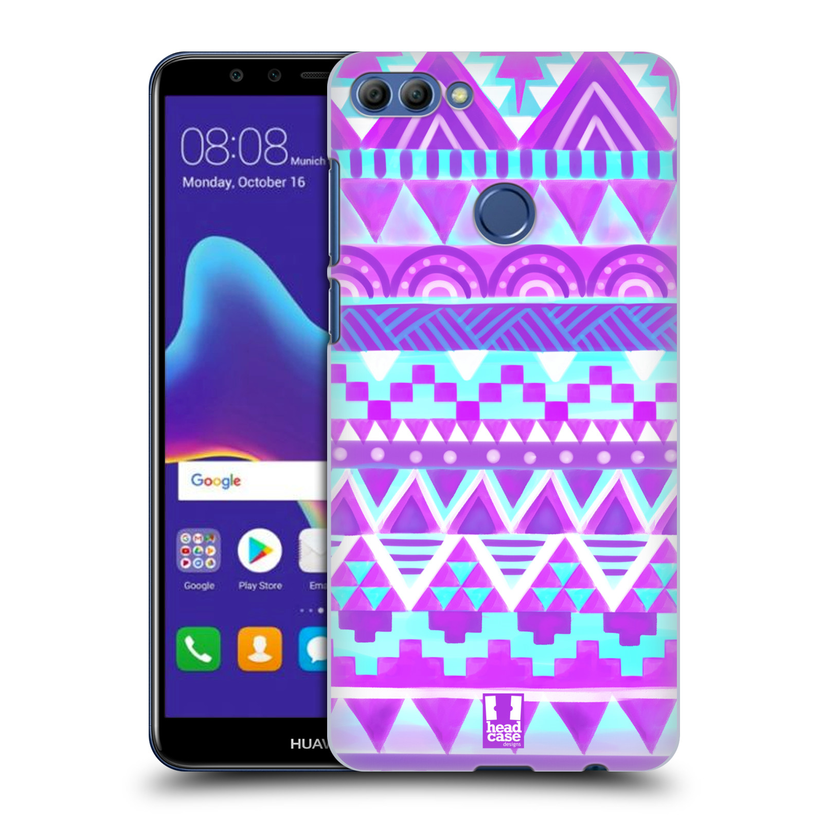 HEAD CASE plastový obal na mobil Huawei Y9 2018 vzor CIK CAK barevné znaky FIALOVÉ NEBE