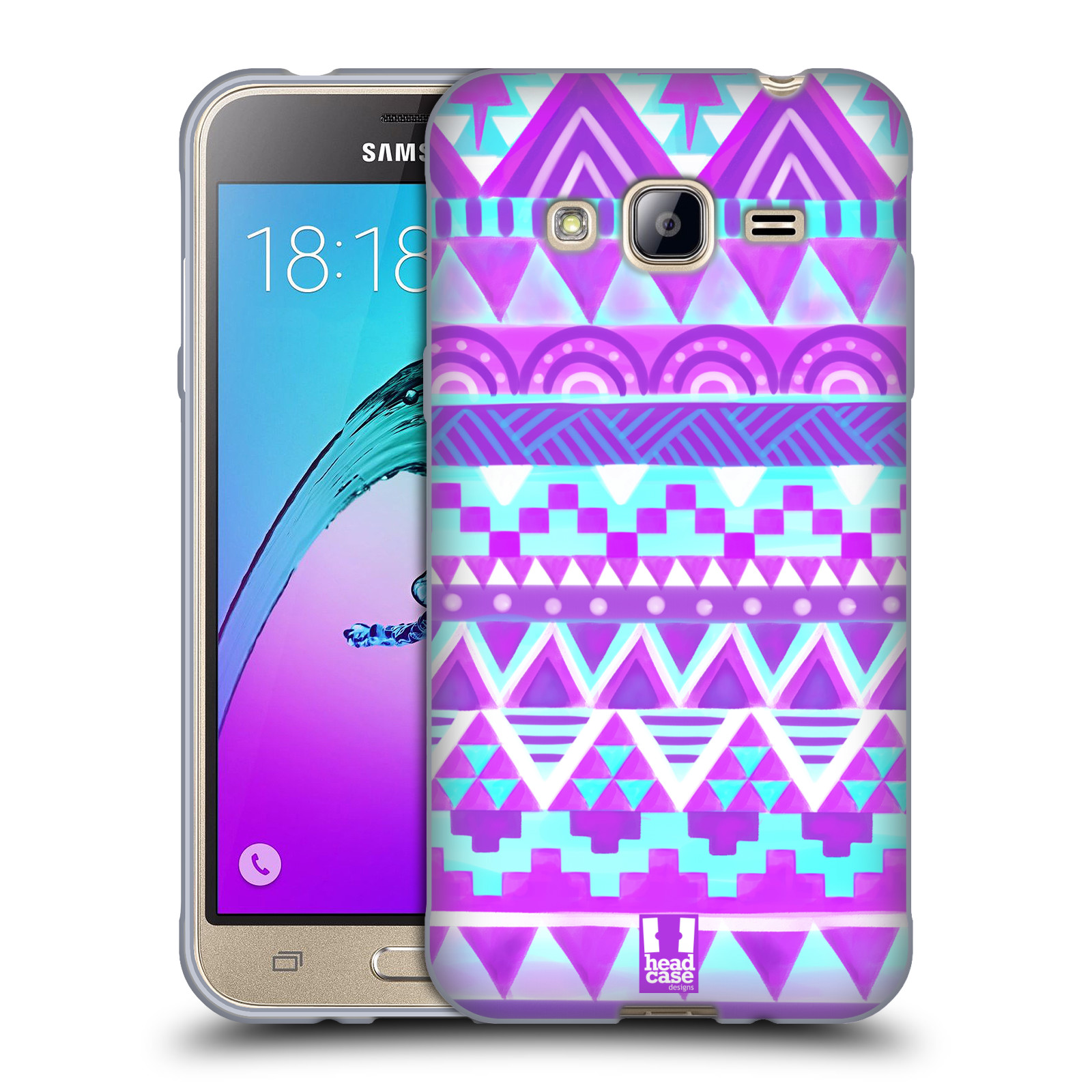 HEAD CASE silikonový obal na mobil Samsung Galaxy J3, J3 2016 vzor CIK CAK barevné znaky FIALOVÉ NEBE
