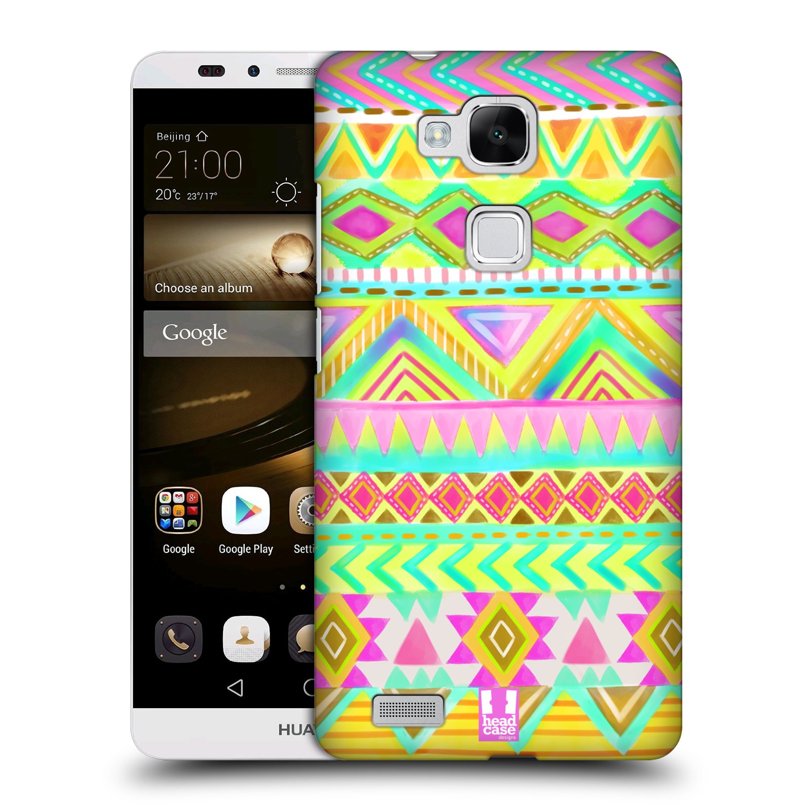 HEAD CASE plastový obal na mobil Huawei Mate 7 vzor CIK CAK barevné znaky VÝCHOD SLUNCE