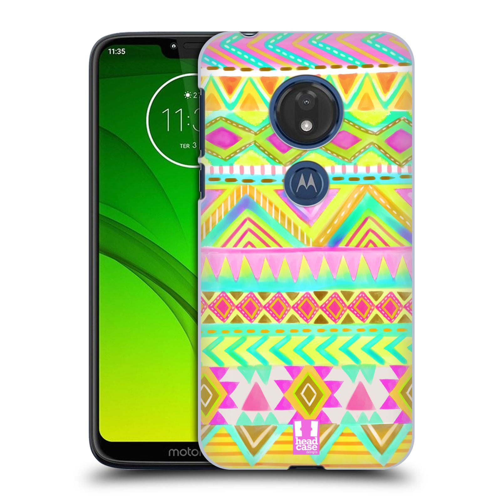 Pouzdro na mobil Motorola Moto G7 Play vzor CIK CAK barevné znaky VÝCHOD SLUNCE