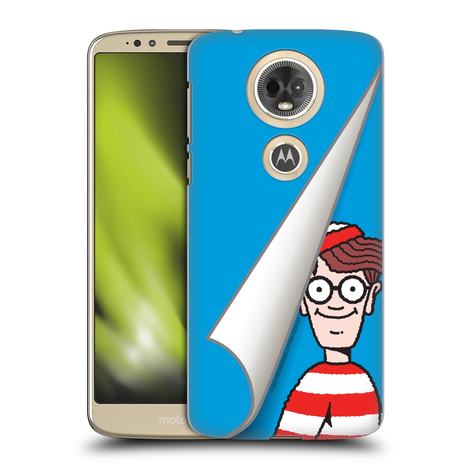 Obal na mobil Motorola Moto E5 PLUS - HEAD CASE - Kde je Waldo - modré pozadí