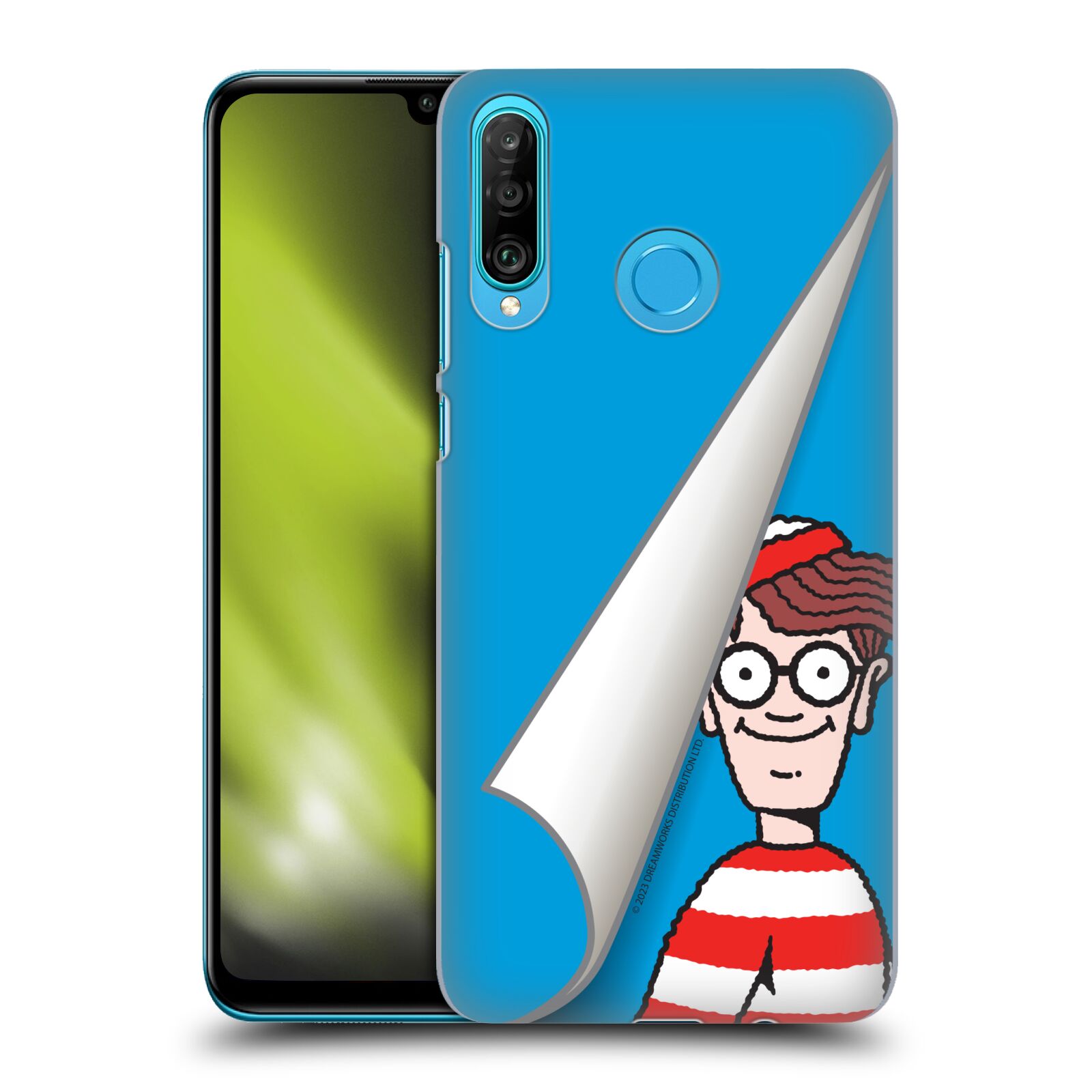 Obal na mobil Huawei P30 LITE - HEAD CASE - Kde je Waldo - modré pozadí
