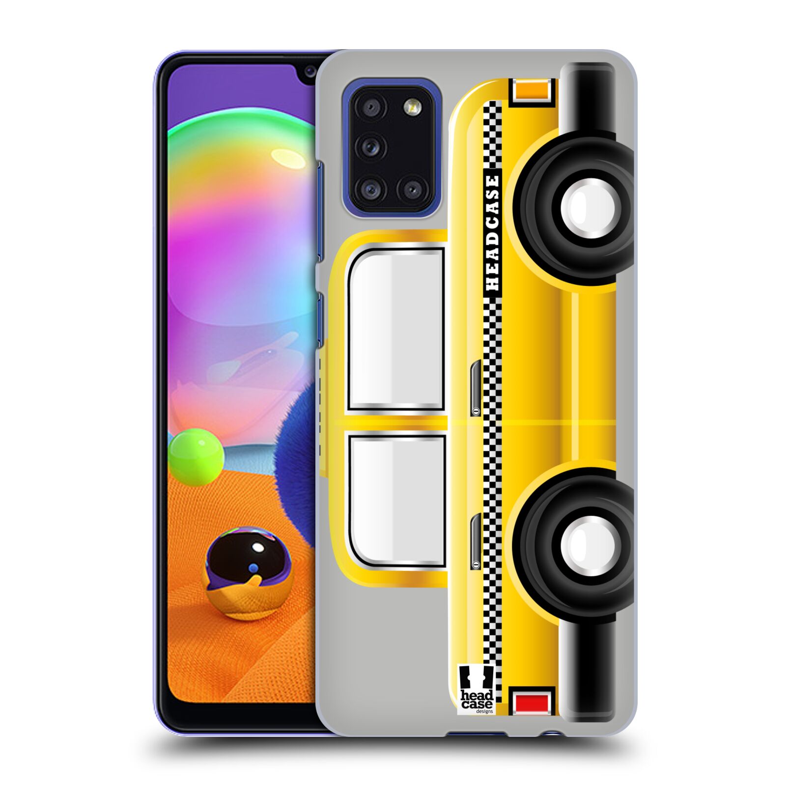 Zadní kryt na mobil Samsung Galaxy A31 vzor auto TAXI žlutá barva