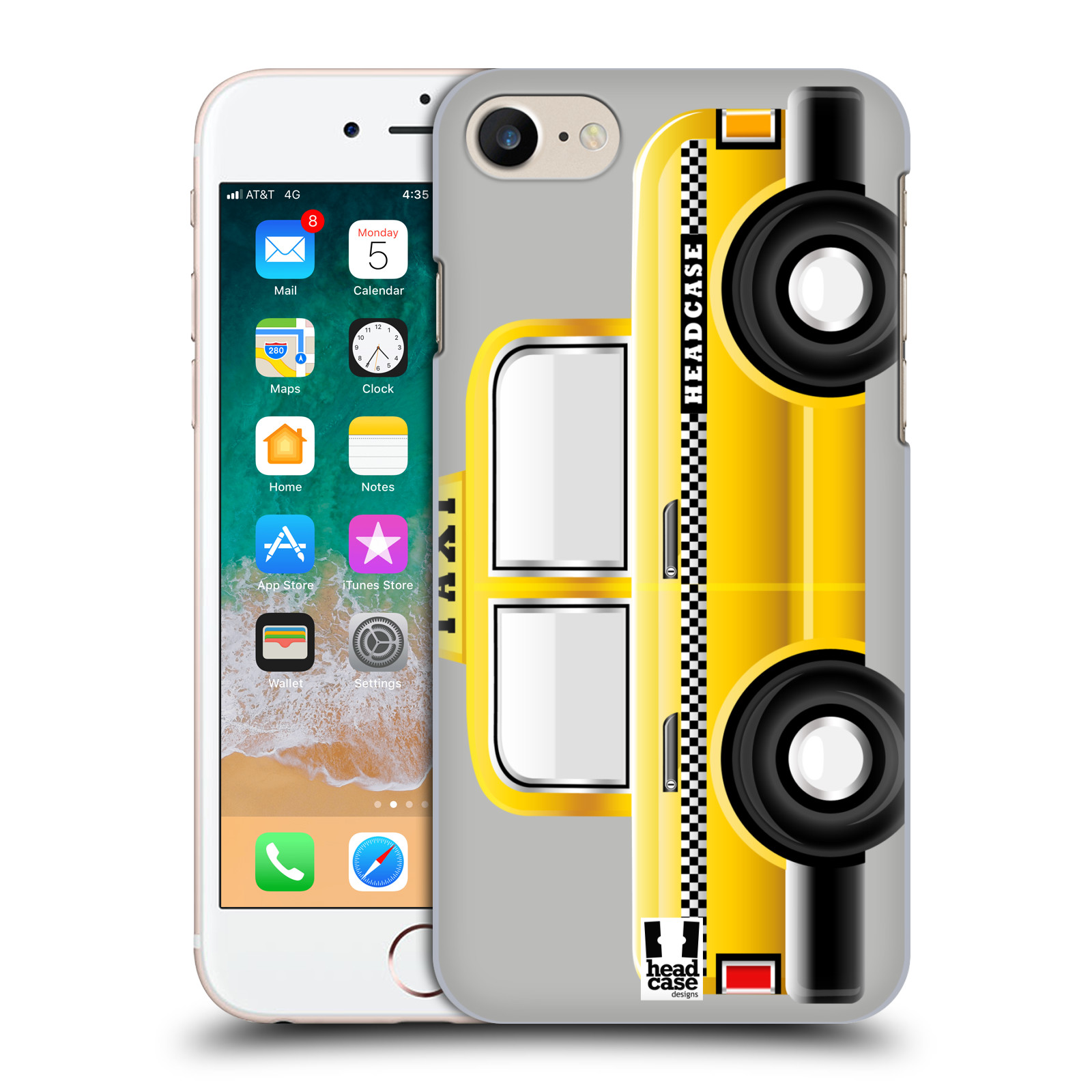 Plastové pouzdro pro mobil Apple Iphone 7/8/SE 2020 vzor auto TAXI žlutá barva