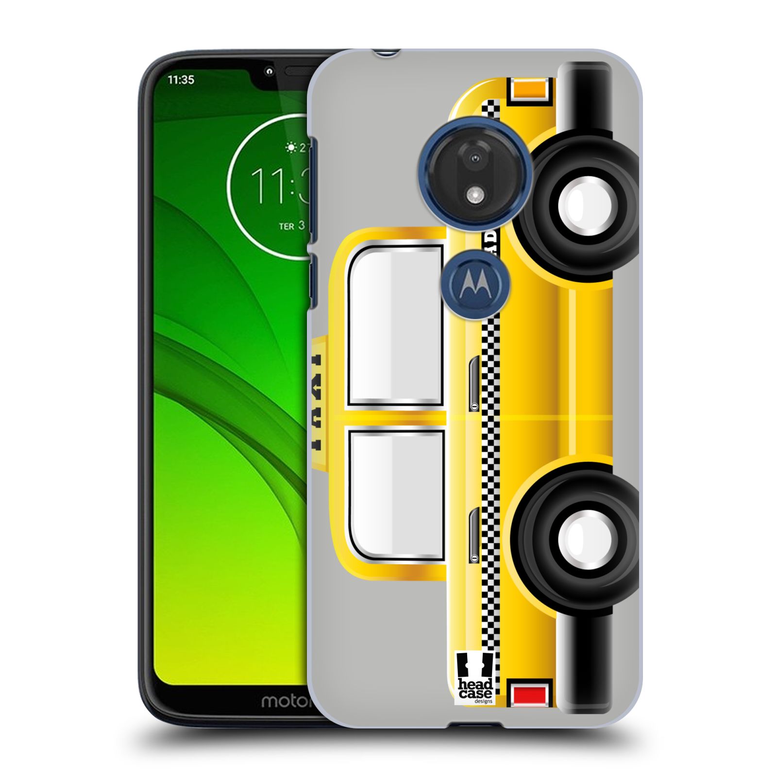 Pouzdro na mobil Motorola Moto G7 Play vzor auto TAXI žlutá barva