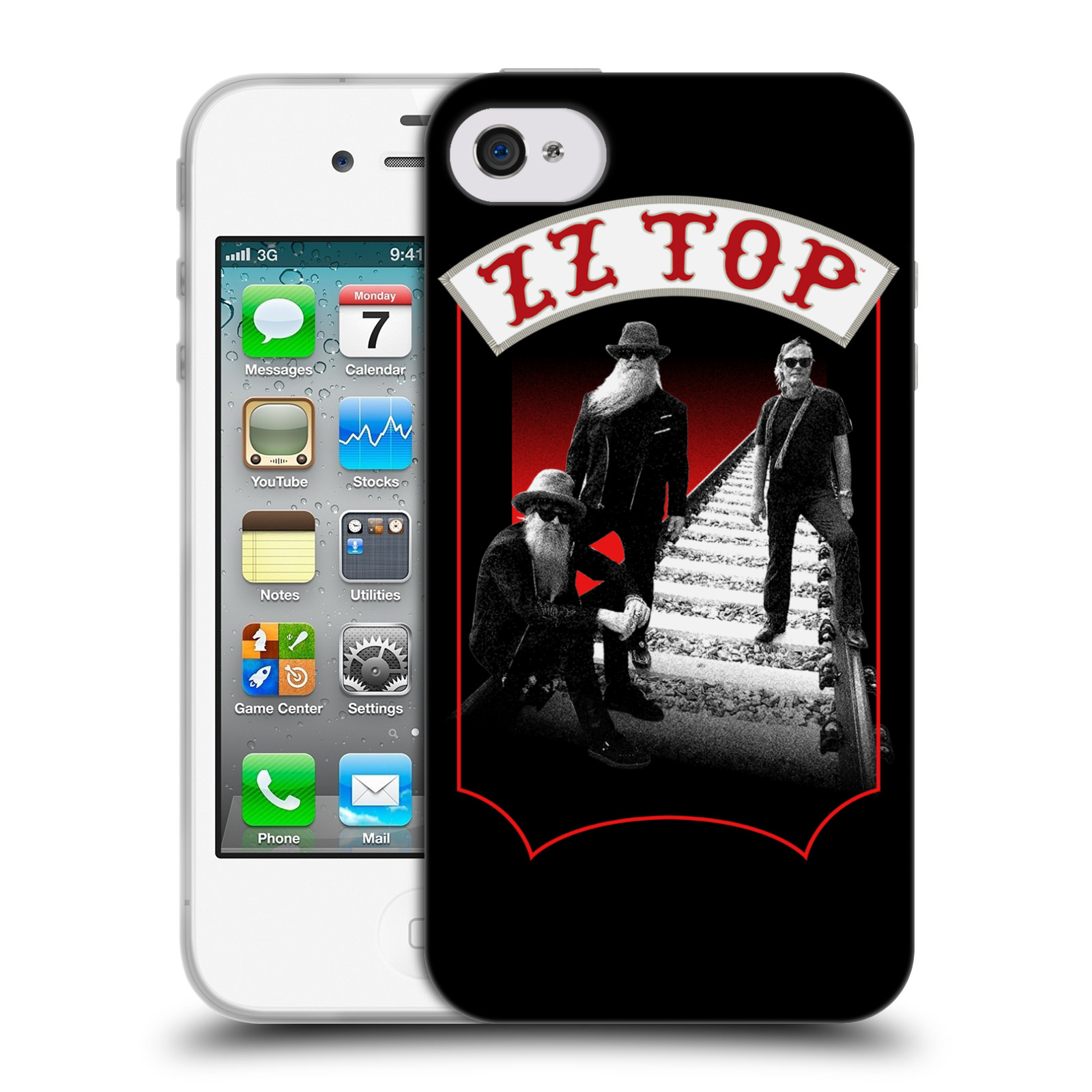 HEAD CASE silikonový obal na mobil Apple Iphone 4/4S ZZ Top koleje zpěváci