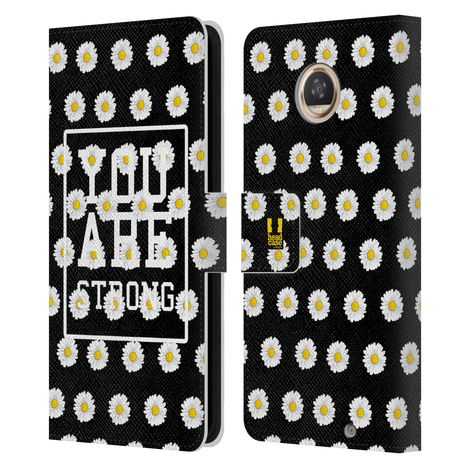 HEAD CASE DESIGNS EVERYTHING DAISIES LEATHER BOOK CASE FOR MOTOROLA PHONES