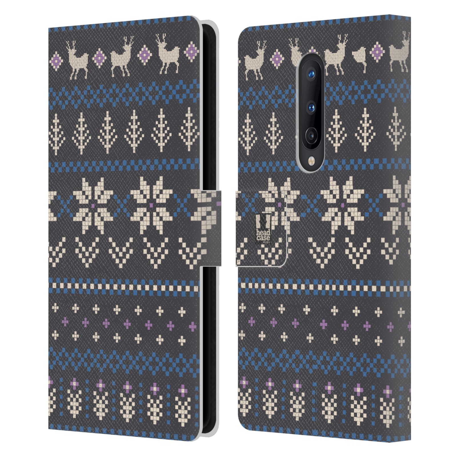 HEAD CASE DESIGNS KNITTED CHRISTMAS PRINTS LEATHER BOOK CASE FOR ONEPLUS PHONES - Picture 8 of 13