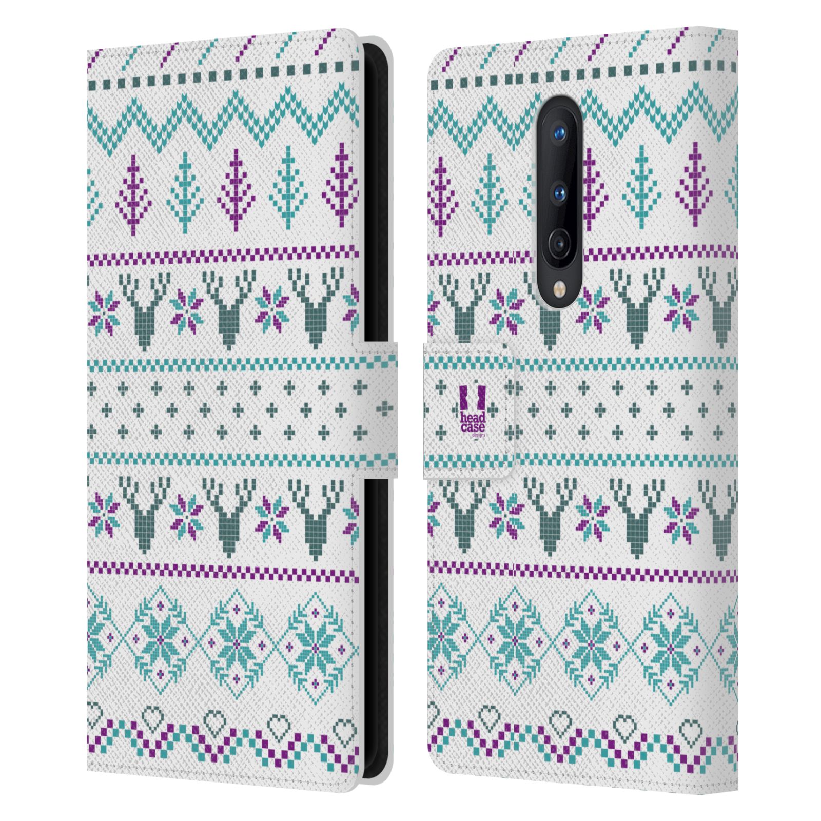 HEAD CASE DESIGNS KNITTED CHRISTMAS PRINTS LEATHER BOOK CASE FOR ONEPLUS PHONES - Picture 7 of 13