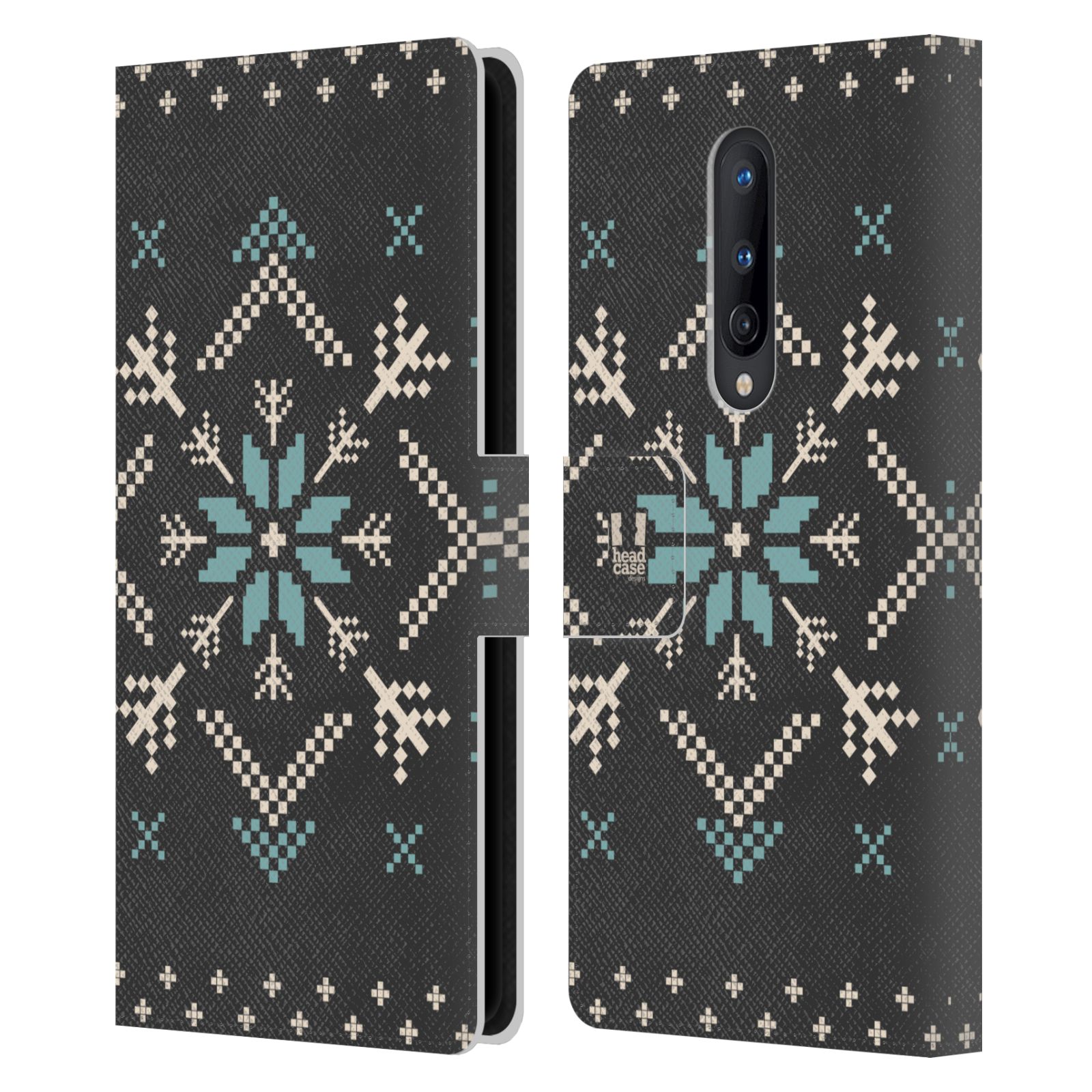 HEAD CASE DESIGNS KNITTED CHRISTMAS PRINTS LEATHER BOOK CASE FOR ONEPLUS PHONES - Picture 9 of 13