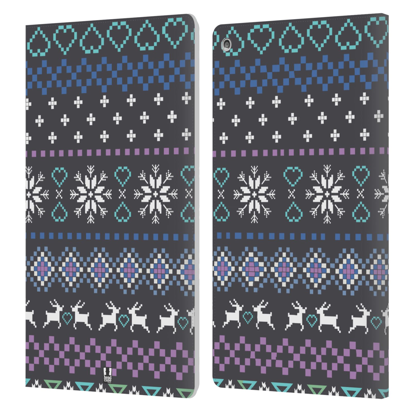FUNDA DE LIBRO DE CUERO HEAD CASE DESIGNS CON IMPRESIONES NAVIDEÑAS DE PUNTO PARA AMAZON FIRE - Imagen 10 de 13
