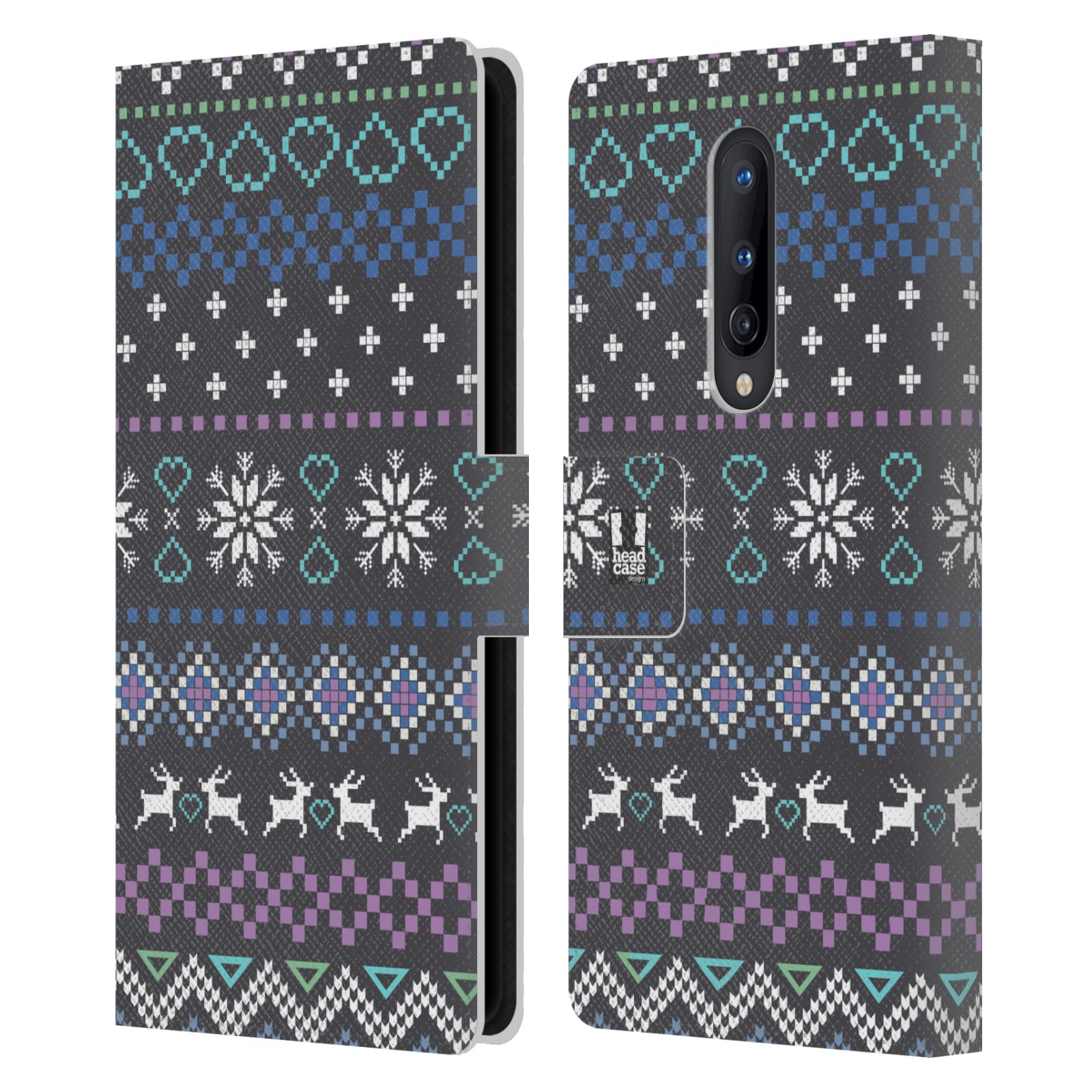 HEAD CASE DESIGNS KNITTED CHRISTMAS PRINTS LEATHER BOOK CASE FOR ONEPLUS PHONES - Picture 10 of 13