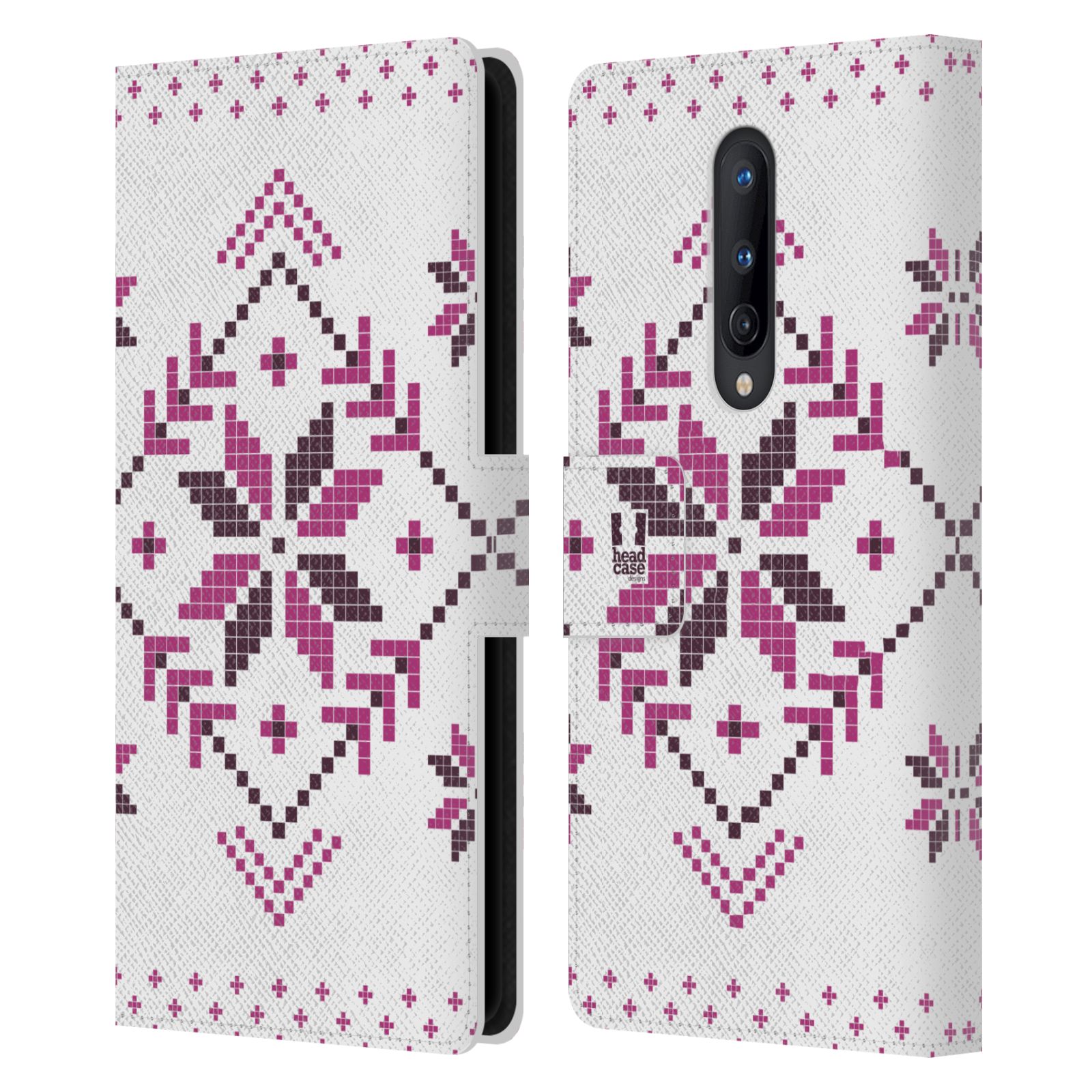 HEAD CASE DESIGNS KNITTED CHRISTMAS PRINTS LEATHER BOOK CASE FOR ONEPLUS PHONES - Picture 12 of 13