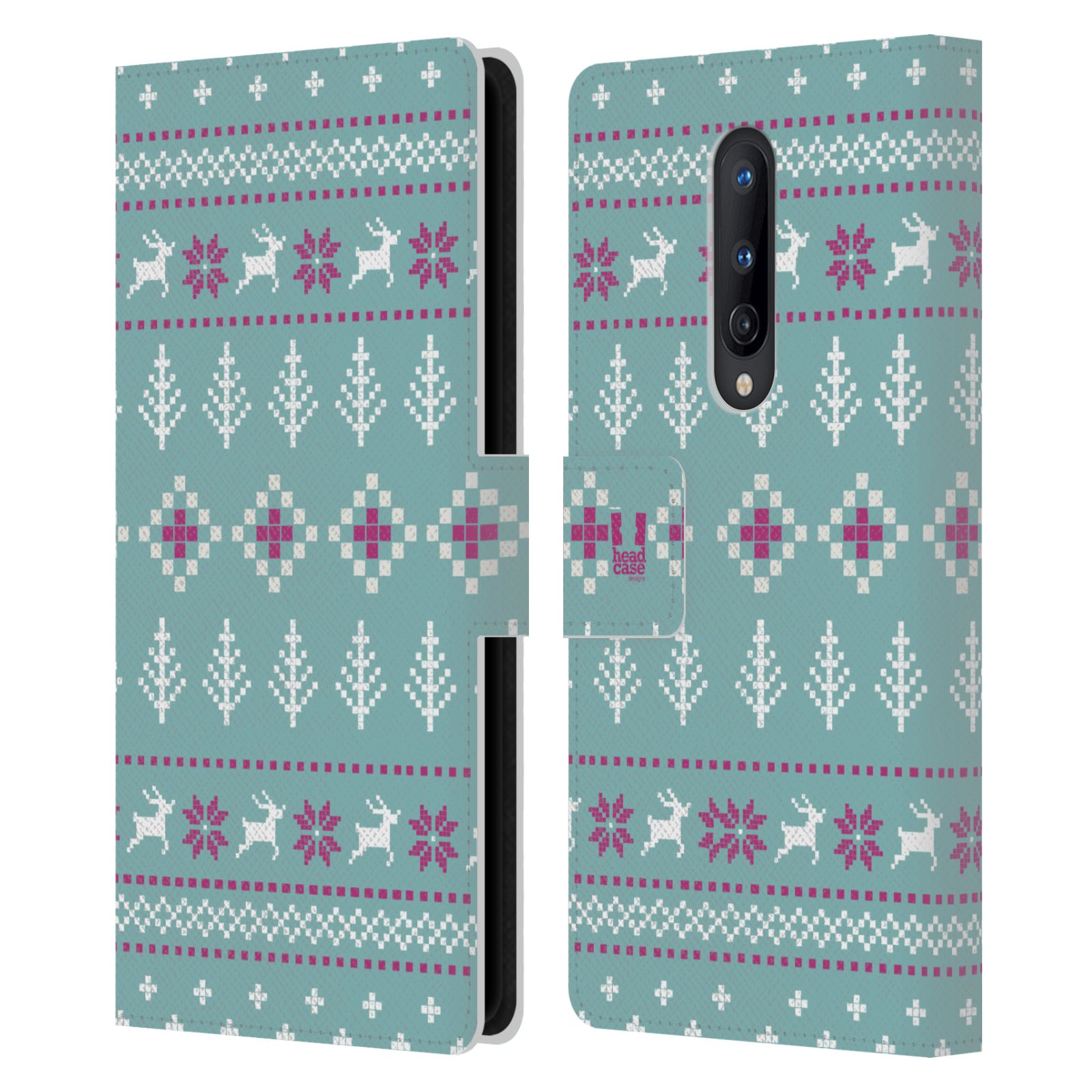 HEAD CASE DESIGNS KNITTED CHRISTMAS PRINTS LEATHER BOOK CASE FOR ONEPLUS PHONES - Picture 13 of 13