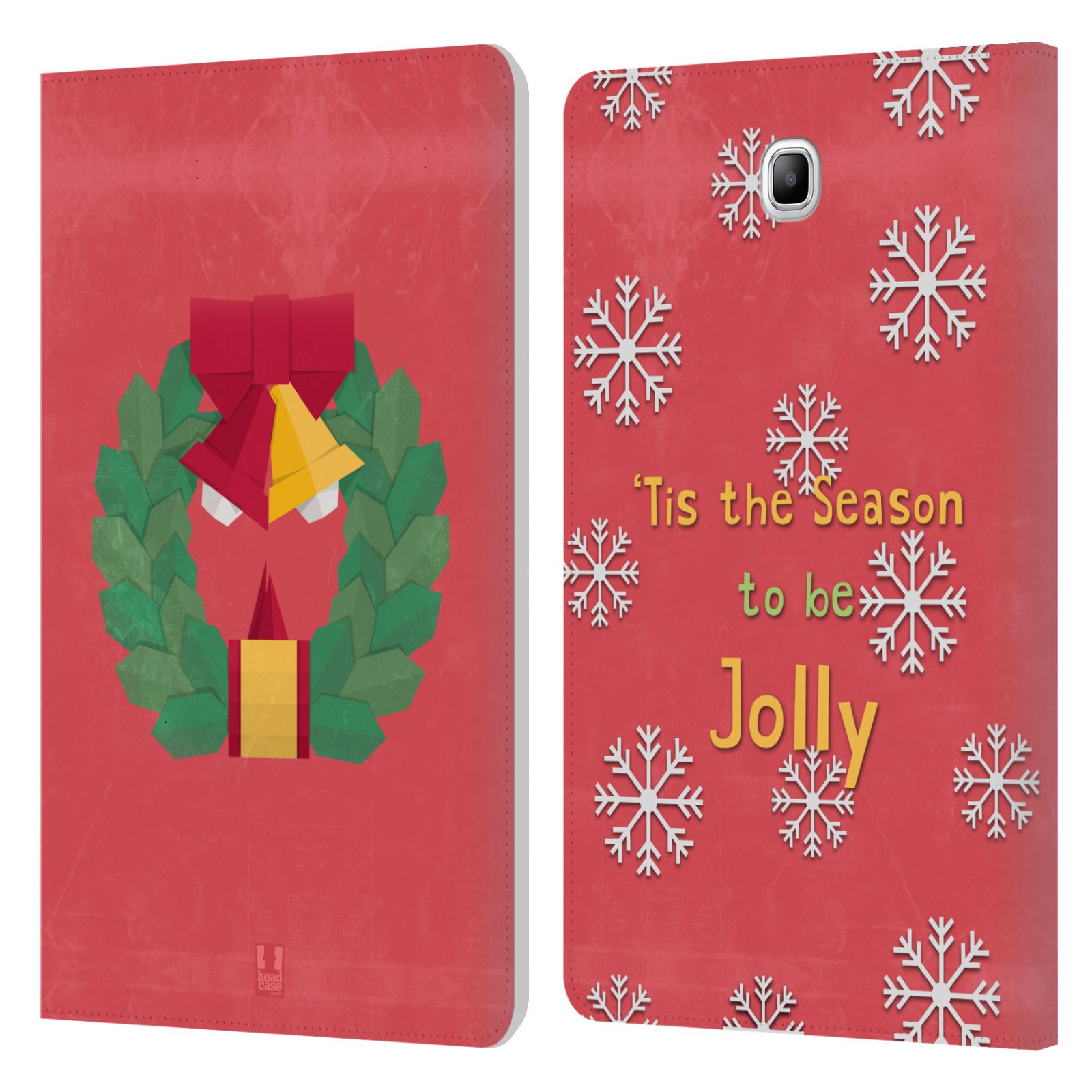 HEAD CASE DESIGNS ORIGAMI XMAS LEATHER BOOK CASE FOR SAMSUNG GALAXY TABLETS