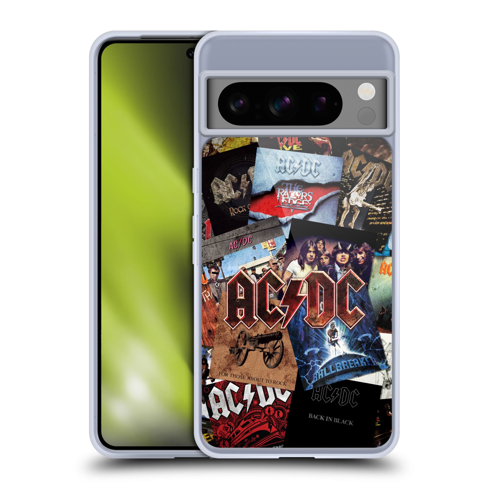 Silikonové lesklé pouzdro - Google Pixel 8 Pro - Head Case - AC/DC Koláž desek (Lesklý silikonový kryt, obal, pouzdro na mobilní telefon Google Pixel 8 Pros motivem AC/DC Koláž desek)