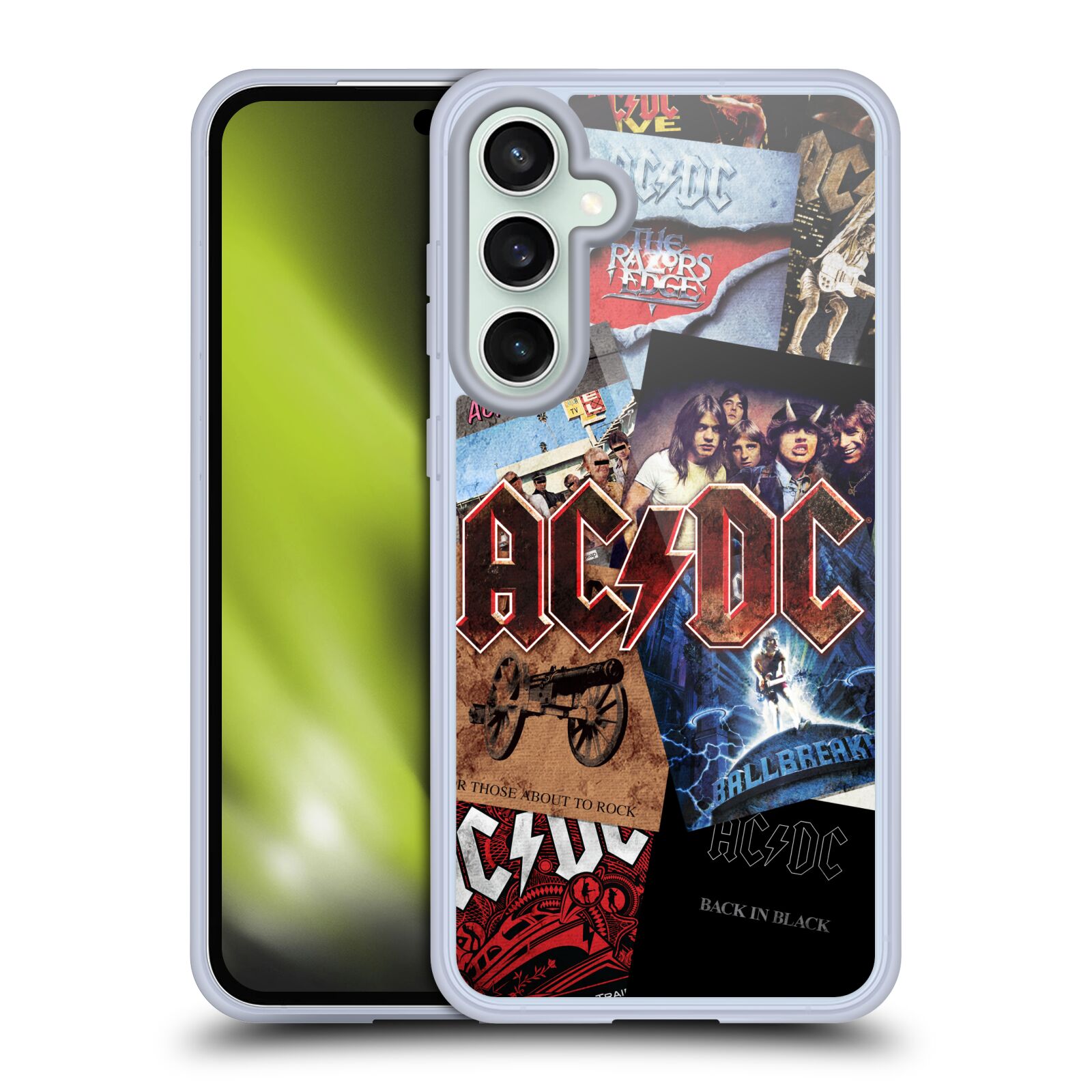 Silikonové lesklé pouzdro - Samsung Galaxy S23 FE - Head Case - AC/DC Koláž desek (Lesklý silikonový kryt, obal, pouzdro na mobilní telefon Samsung Galaxy S23 FEs motivem AC/DC Koláž desek)