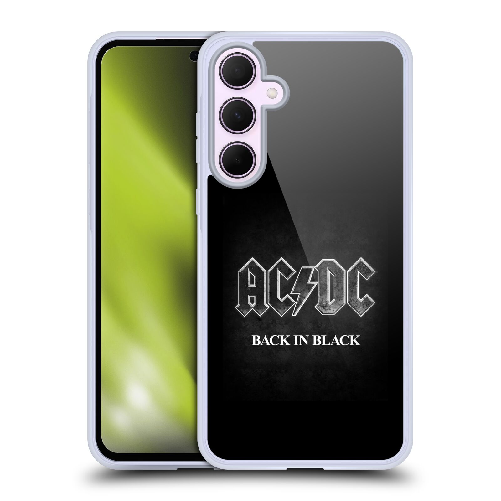 Silikonové lesklé pouzdro - Samsung Galaxy A35 5G - Head Case - AC/DC BACK IN BLACK (Lesklý silikonový kryt, obal, pouzdro na mobilní telefon Samsung Galaxy A35 5G s motivem AC/DC BACK IN BLACK)