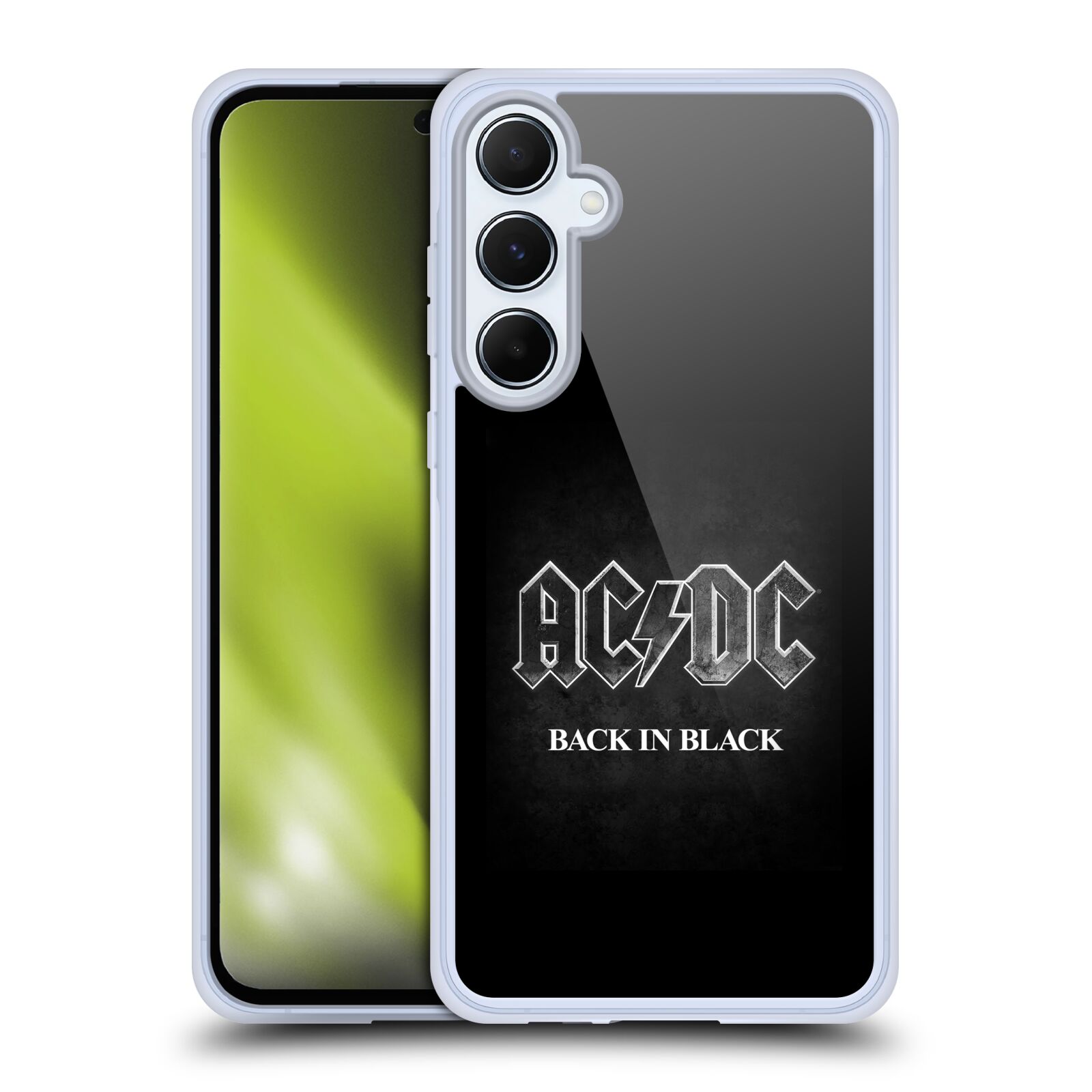 Silikonové lesklé pouzdro - Samsung Galaxy A55 5G - Head Case - AC/DC BACK IN BLACK (Lesklý silikonový kryt, obal, pouzdro na mobilní telefon Samsung Galaxy A55 5G s motivem AC/DC BACK IN BLACK)