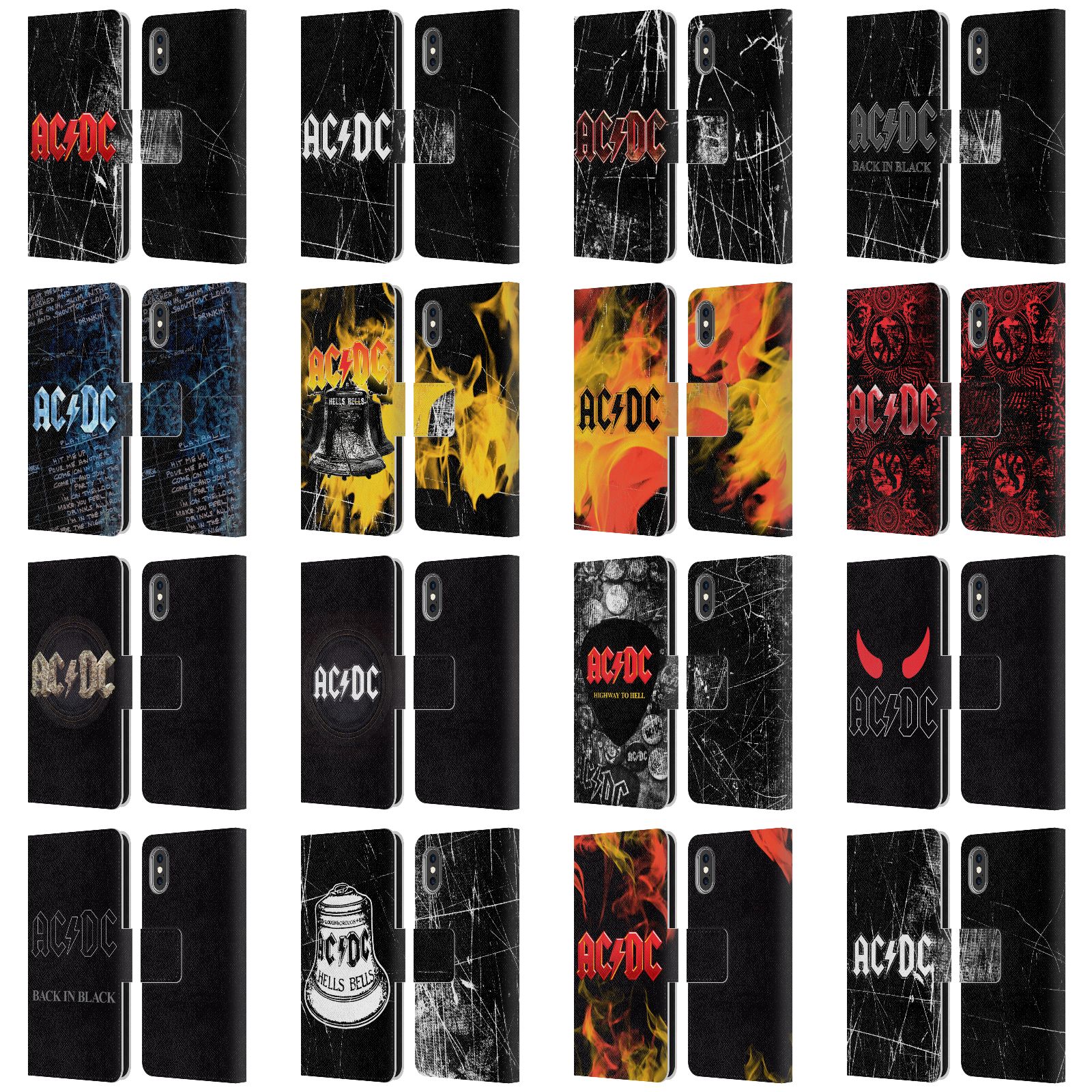 Official Ac Dc Acdc Logo Leather Book Wallet Case Cover For Apple Iphone Phones Ebay