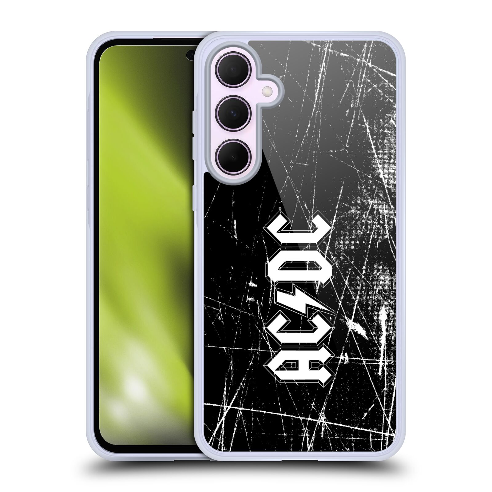 Silikonové lesklé pouzdro - Samsung Galaxy A35 5G - Head Case - AC/DC Černobílé logo (Lesklý silikonový kryt, obal, pouzdro na mobilní telefon Samsung Galaxy A35 5G s motivem AC/DC Černobílé logo)