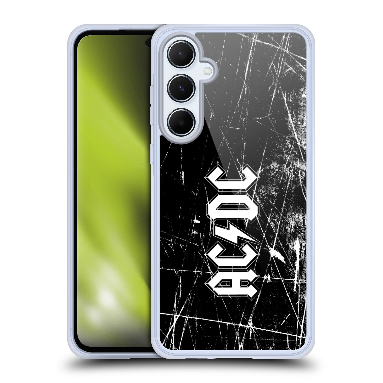 Silikonové lesklé pouzdro - Samsung Galaxy A55 5G - Head Case - AC/DC Černobílé logo (Lesklý silikonový kryt, obal, pouzdro na mobilní telefon Samsung Galaxy A55 5G s motivem AC/DC Černobílé logo)