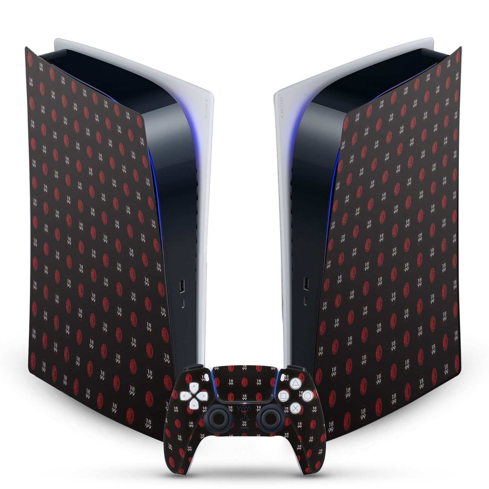 OFFICIAL AC MILAN ART VINYL SKIN DECAL FOR SONY PS5 DIGITAL EDITION BUNDLE