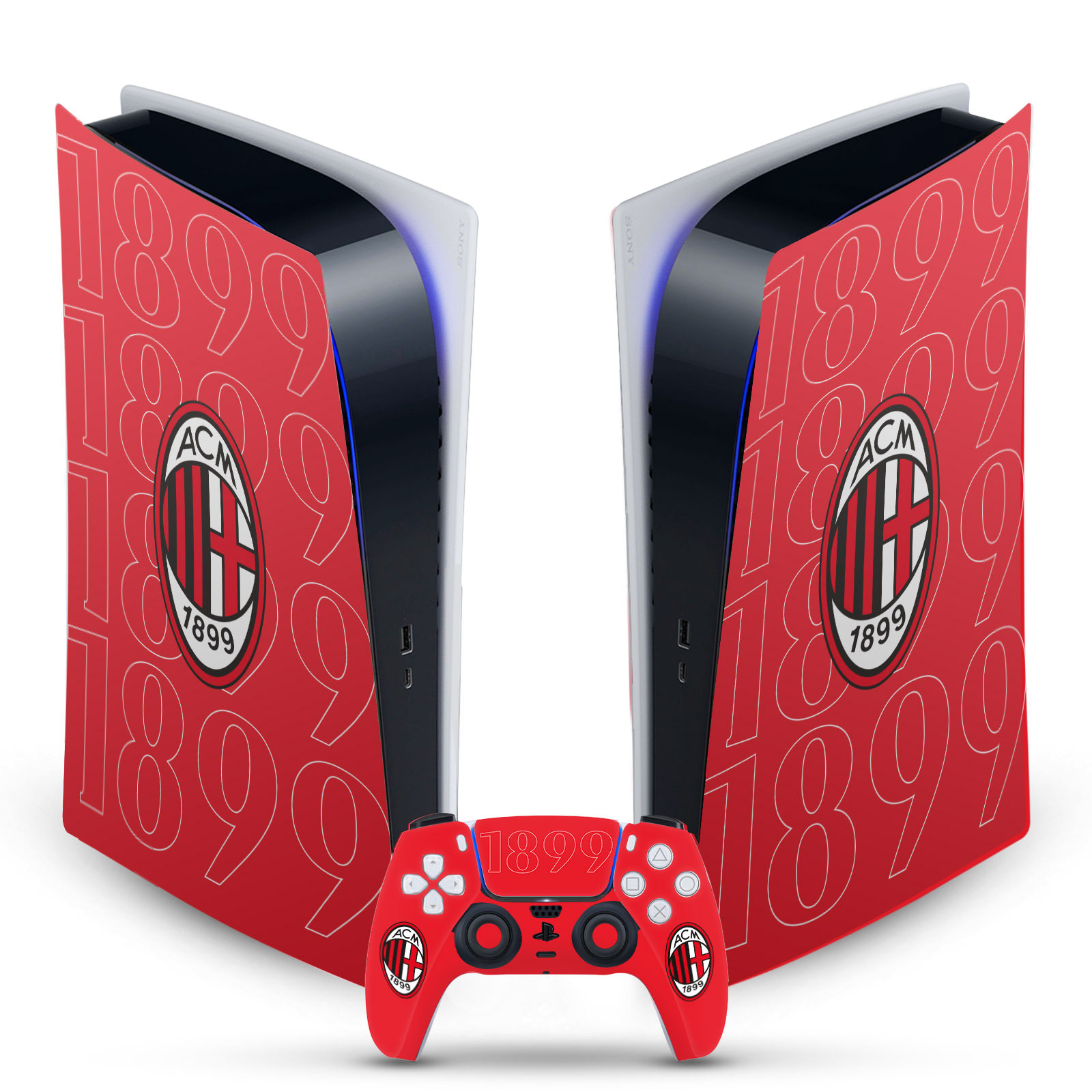 OFFICIAL AC MILAN ART VINYL SKIN DECAL FOR SONY PS5 DIGITAL EDITION BUNDLE