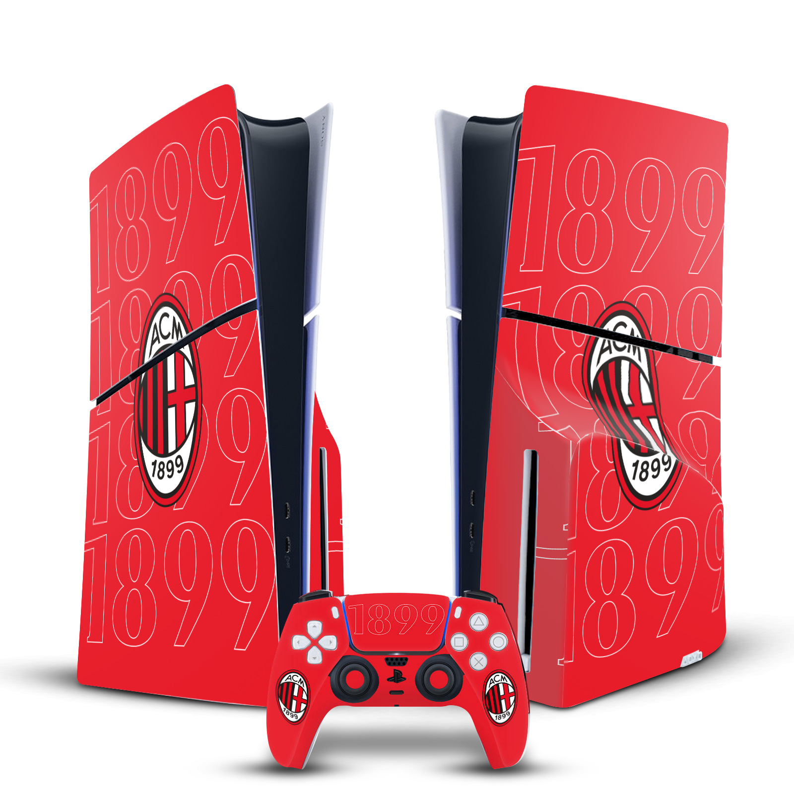 OFFICIAL AC MILAN ART VINYL SKIN FOR SONY PS5 SLIM DISC CONSOLE & CONTROLLER