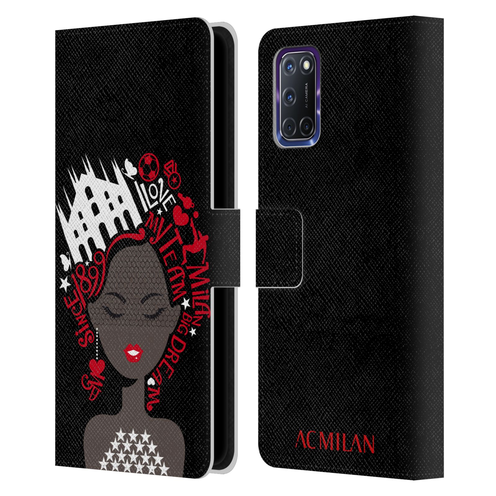 OFFICIAL AC MILAN CHILDREN LEATHER BOOK WALLET CASE COVER FOR OPPO PHONES - Picture 8 of 13