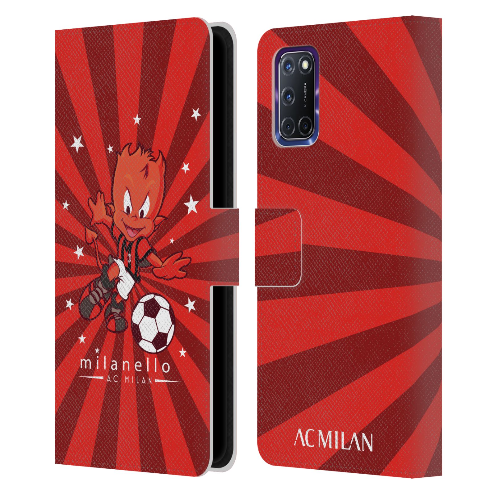 OFFICIAL AC MILAN CHILDREN LEATHER BOOK WALLET CASE COVER FOR OPPO PHONES - Picture 10 of 13