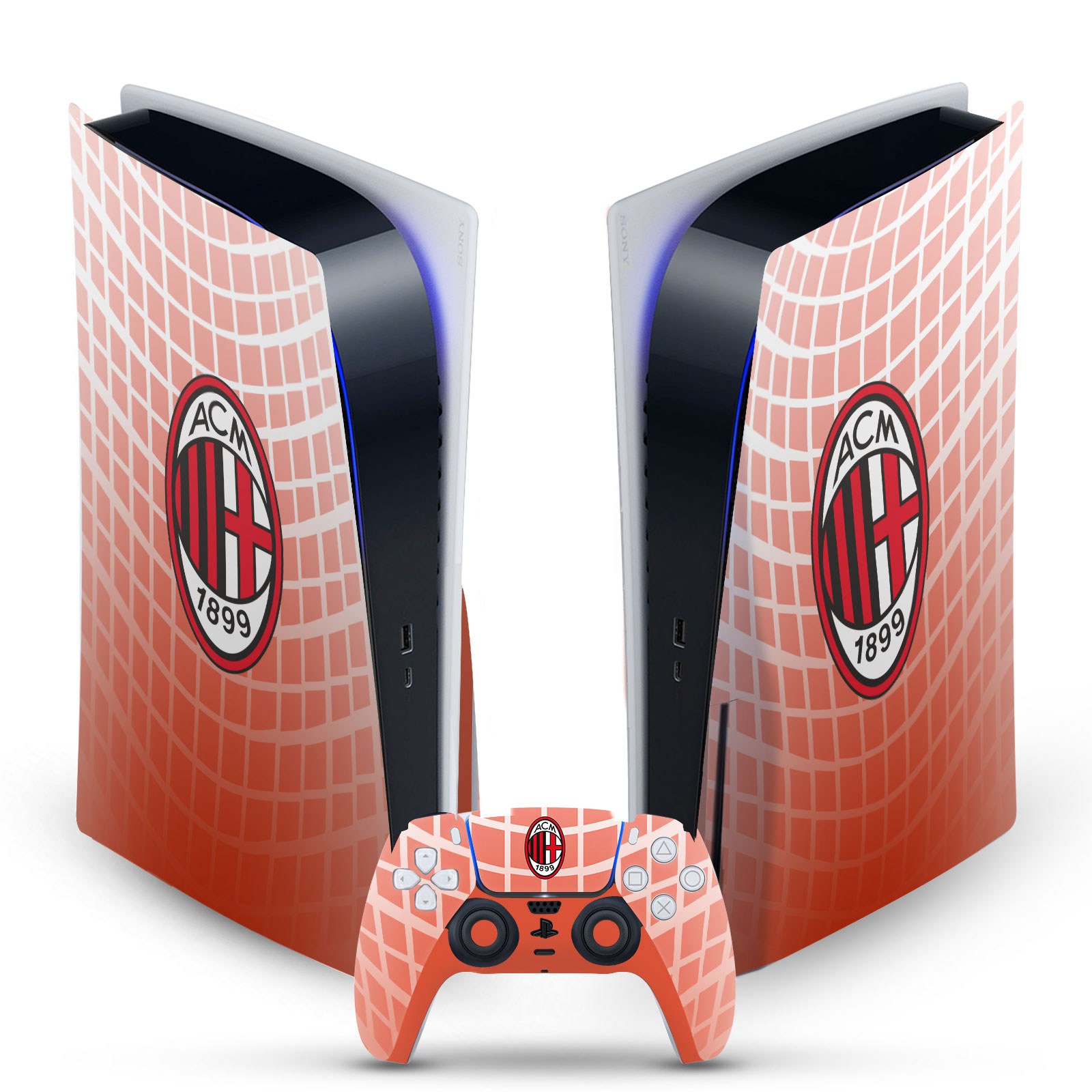 OFFICIAL AC MILAN 2020/21 CREST KIT VINYL SKIN FOR SONY PS5 DISC EDITION BUNDLE